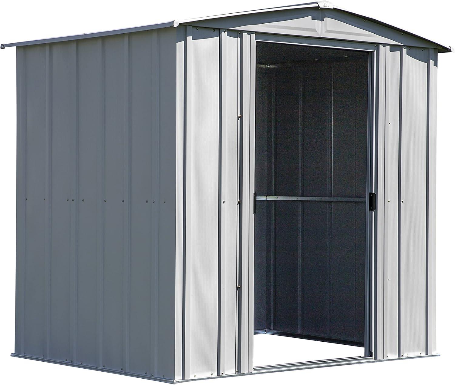 Arrow Classic 6x5 Flute Grey Steel Storage Shed with Sliding Doors