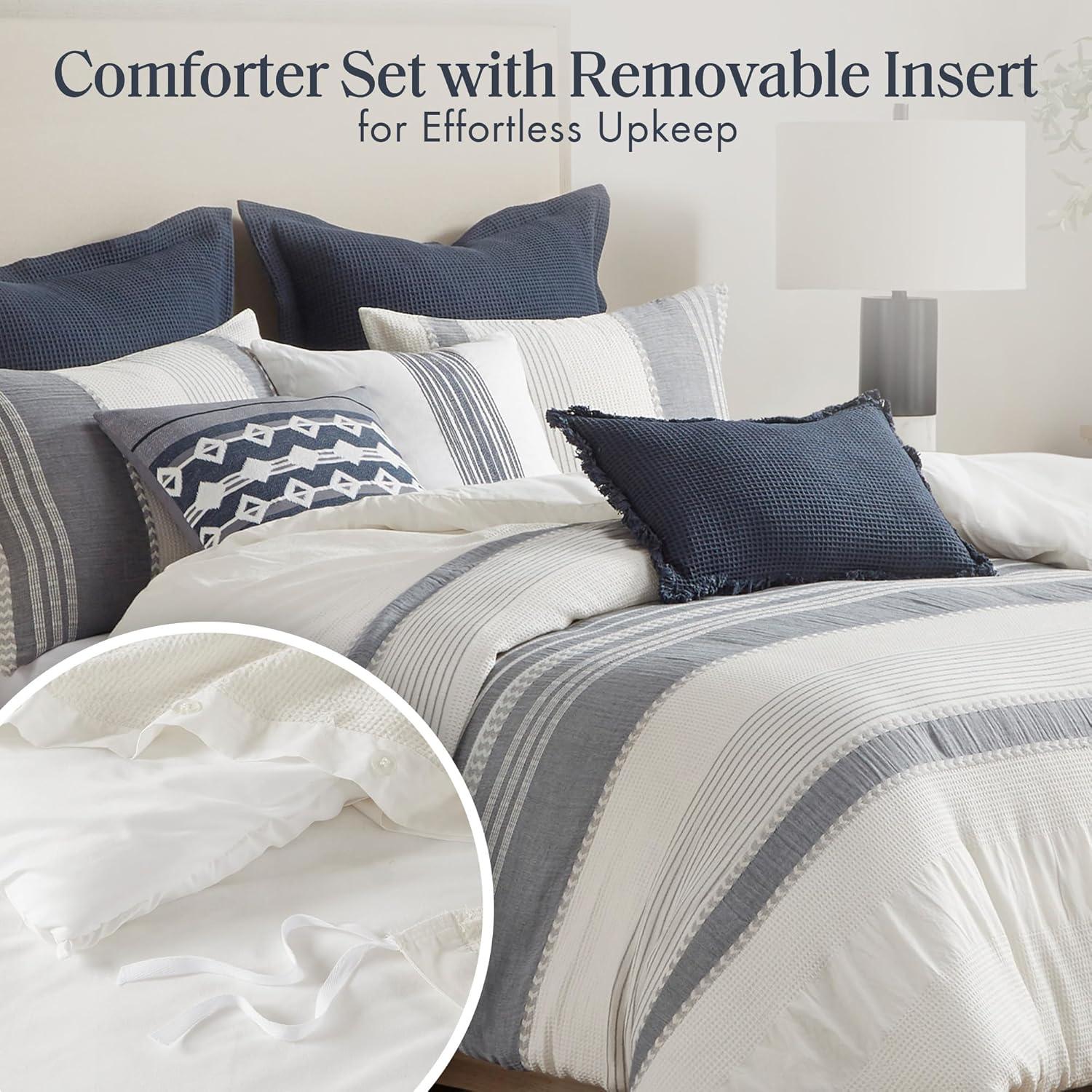 Murphy Oversized Cotton Jacquard Comforter Set With Euro Shams And Throw Pillows