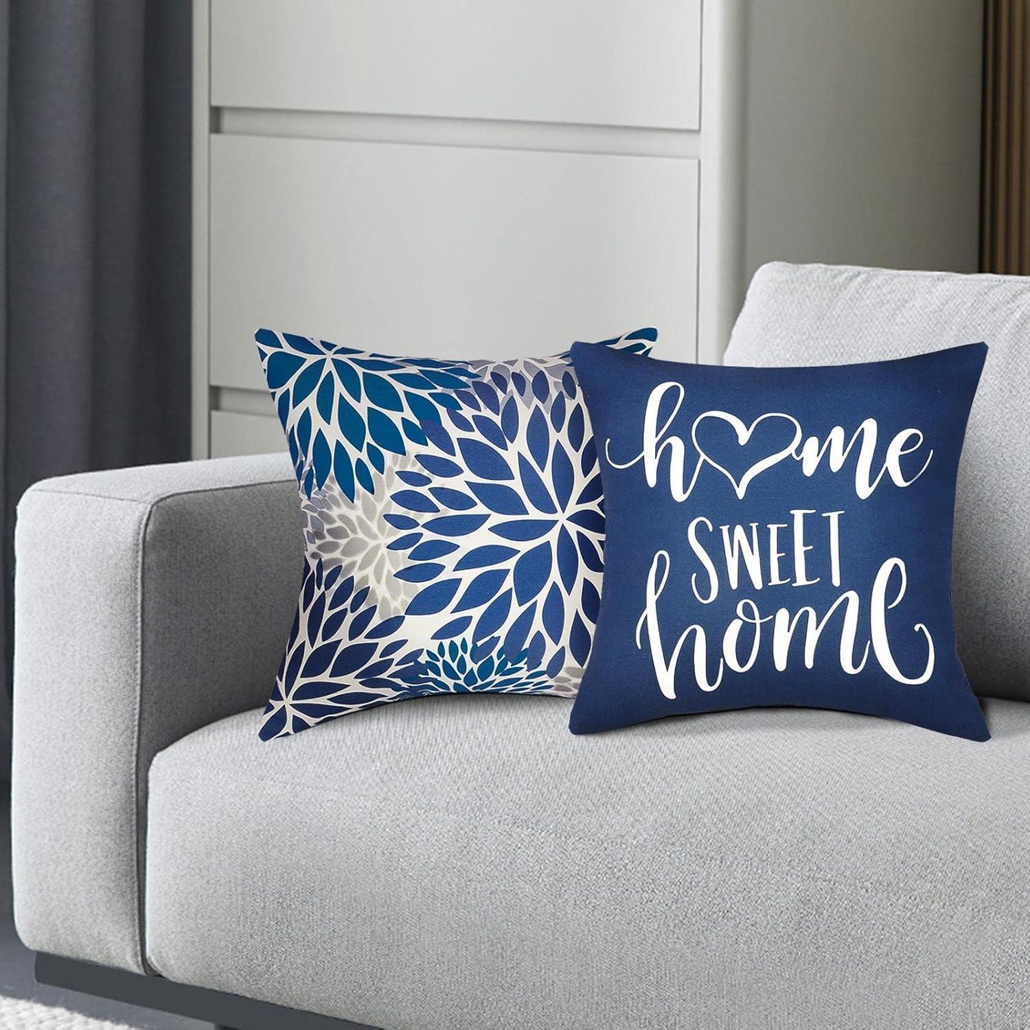 MAXAYA Decorative Throw Pillow Covers Set Of 4 Blue Pillow Covers 18X18...
