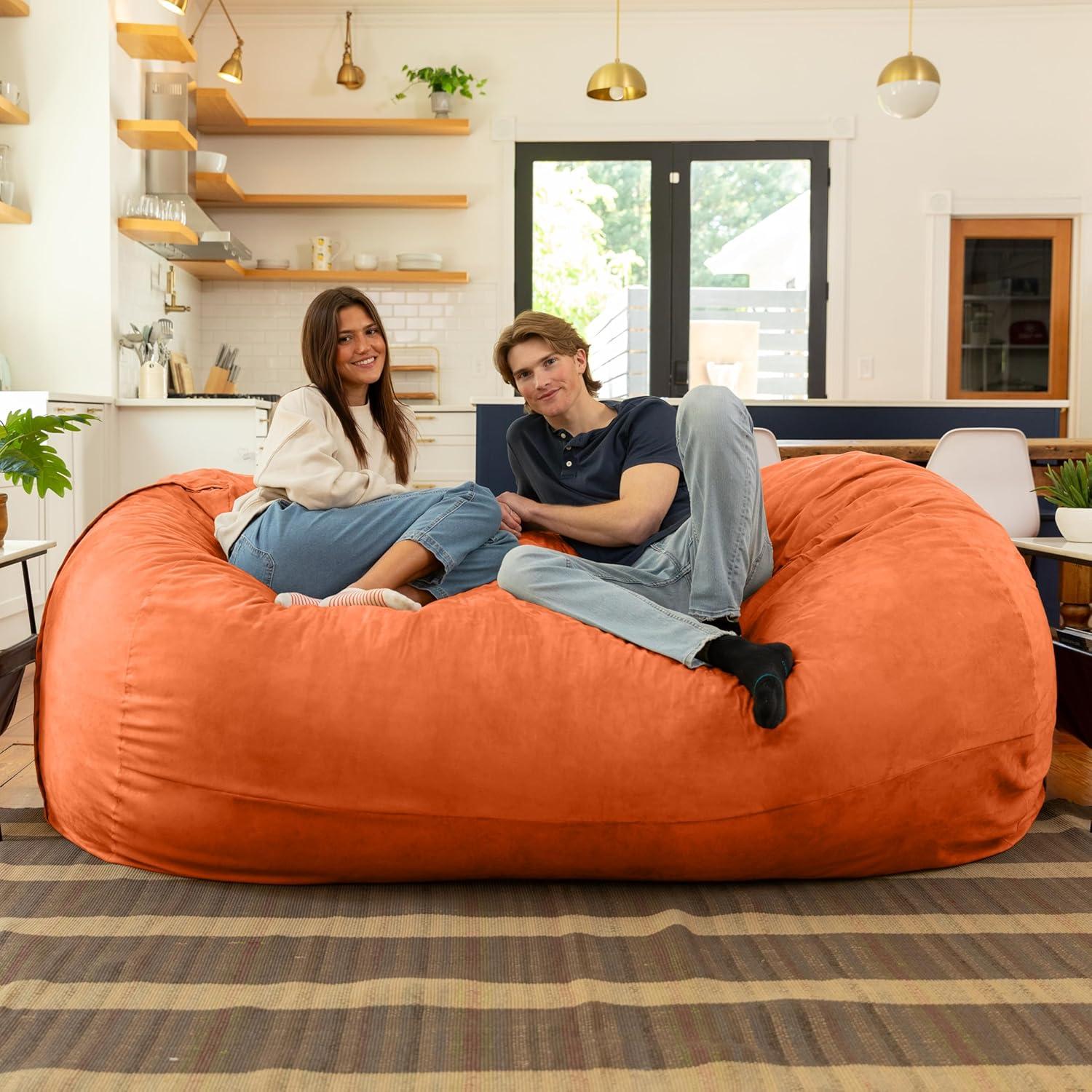 Jaxx 7 Foot Giant Bean Bag Sofa, Mandarin