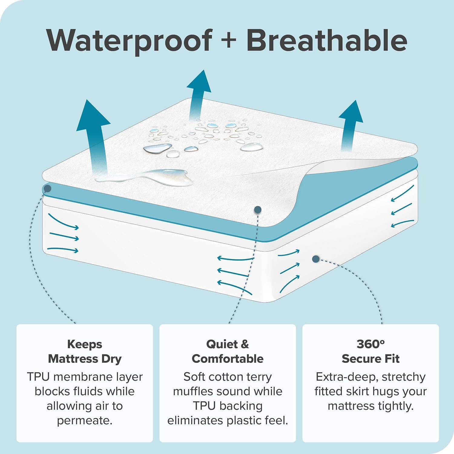 Bare Home Premium Ultra Soft Waterproof Fitted Mattress Protector