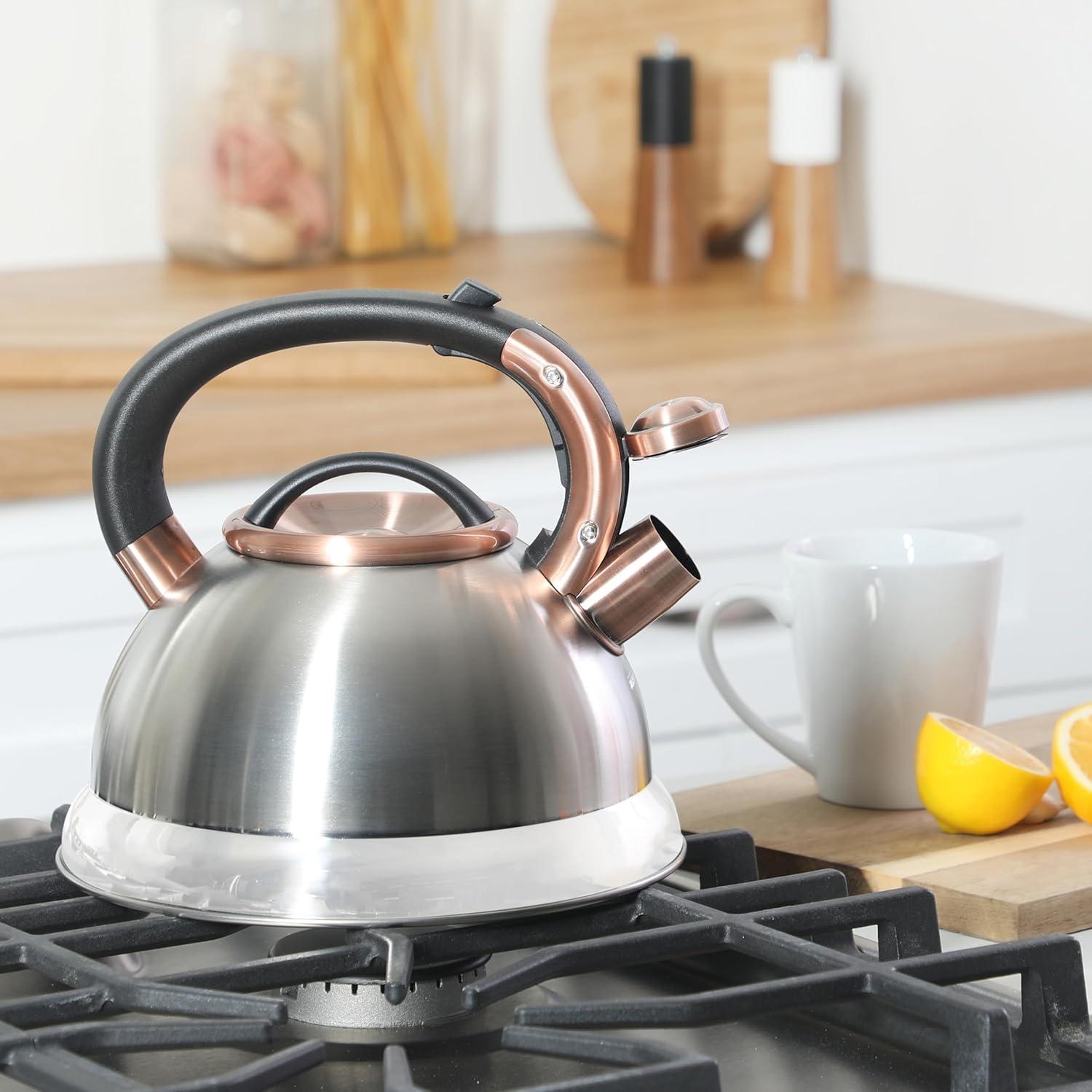 Mr. Coffee Mr. Coffee Flintshire 2.2 Quart Large Whistling Stainless Steel Tea Kettle - W/ Copper