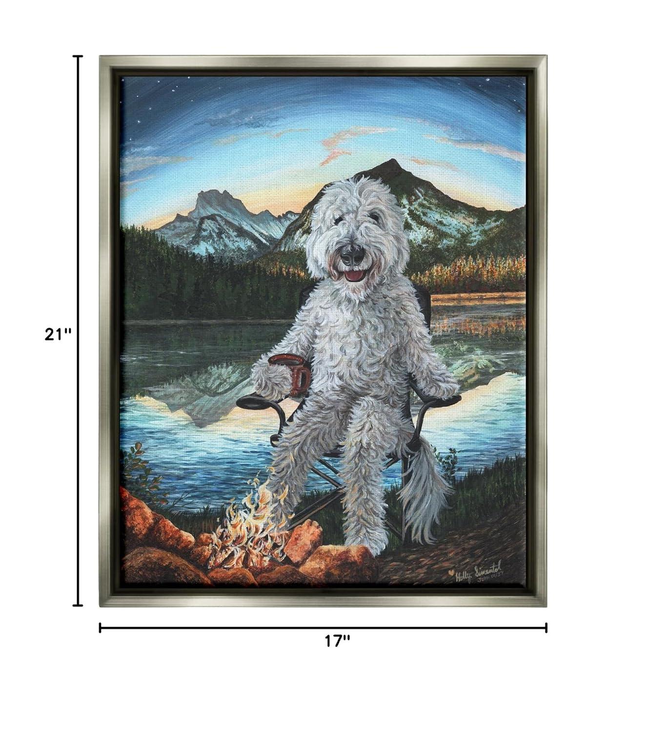 Stupell Industries Dog by Campfire LandscapeFloater Canvas Wall Art, 17 x 21