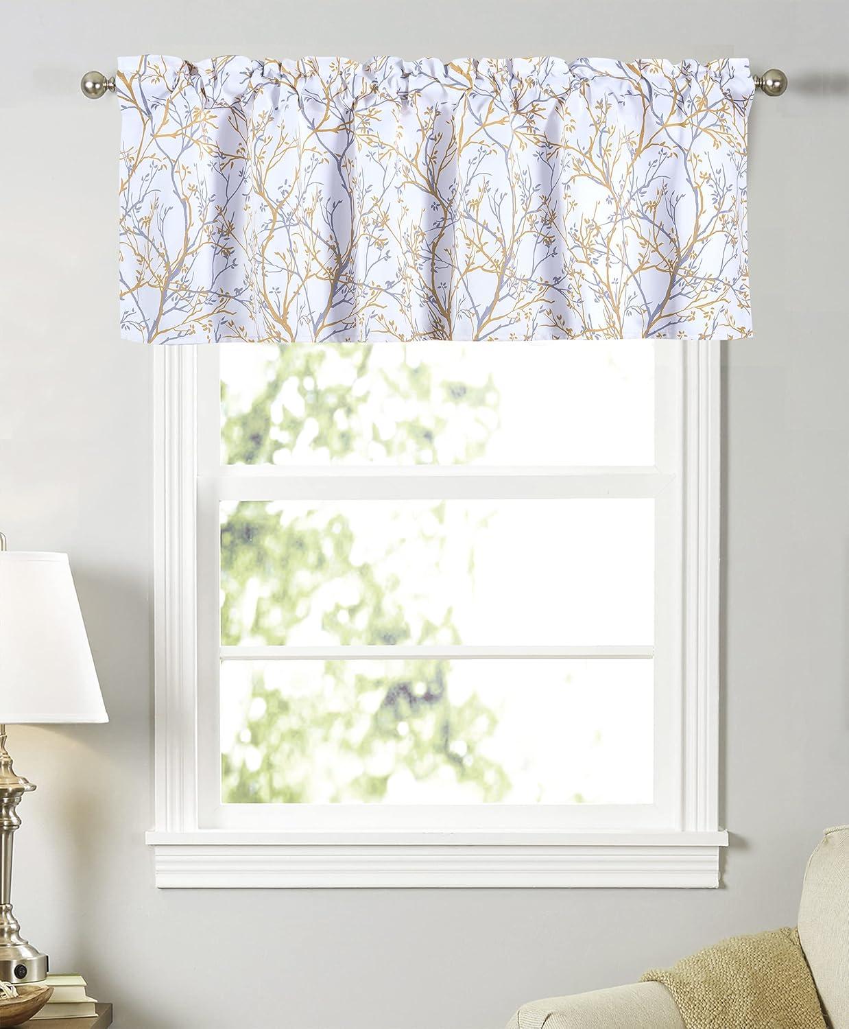Floral Flower Thermal Insulated Energy Saving Window Curtain Valance for Living Room/Bedroom/Kitchen/Kids Rod Pocket 52 by 18 Inch