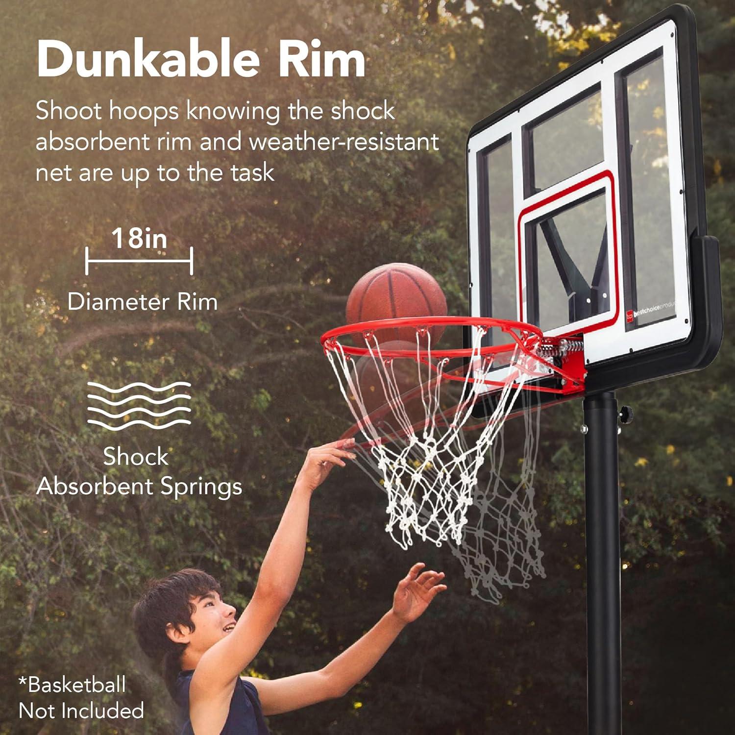 Best Choice Products Adjustable Regulation-Size Basketball Hoop, Portable Sport System w/ Fillable Base, Wheels