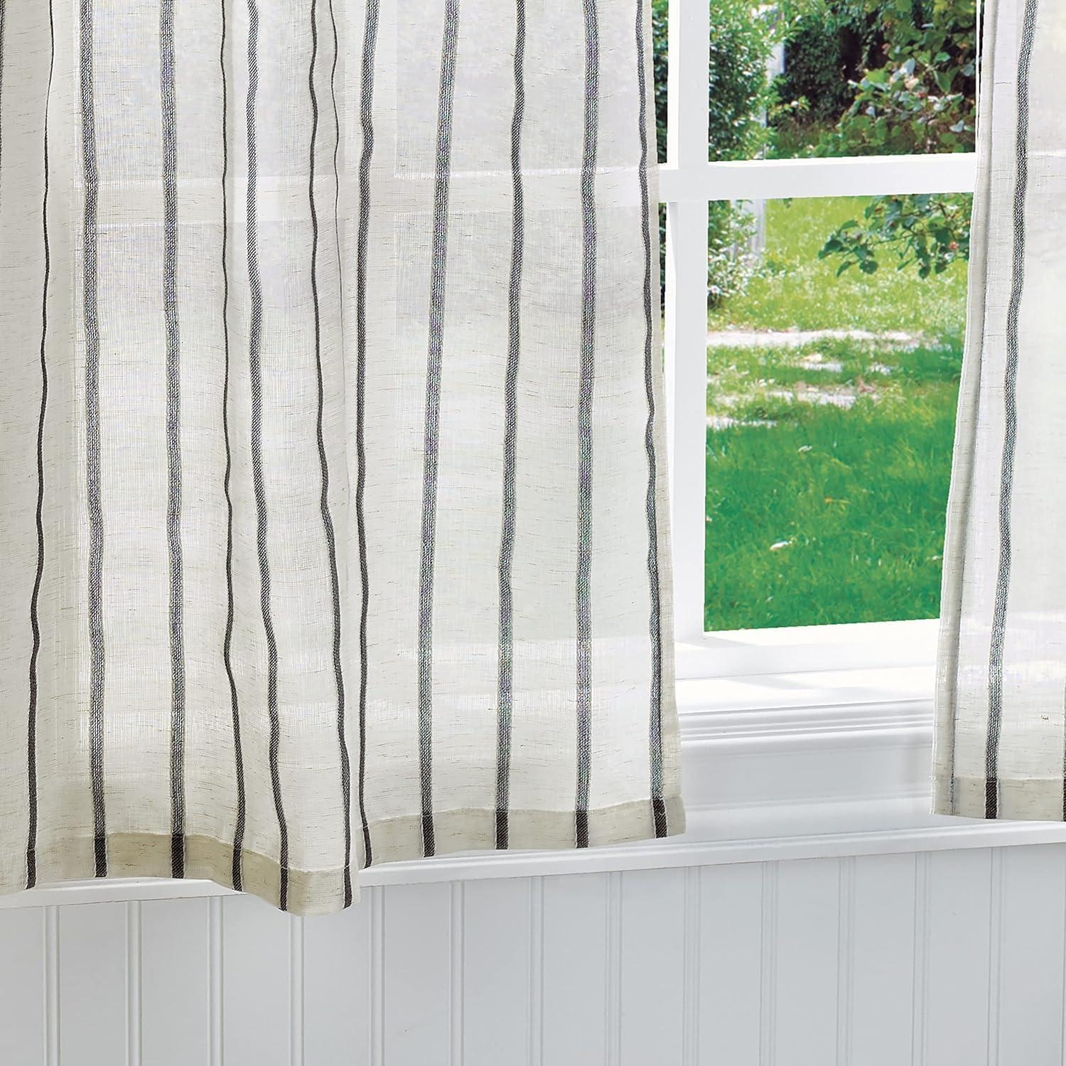 Martha Stewart Laguna Stripe Gray Tier & Valance Set