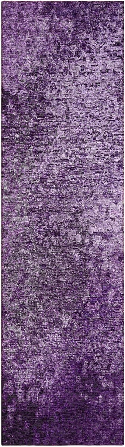 Purple Geometric Machine Washable Indoor/Outdoor Runner Rug