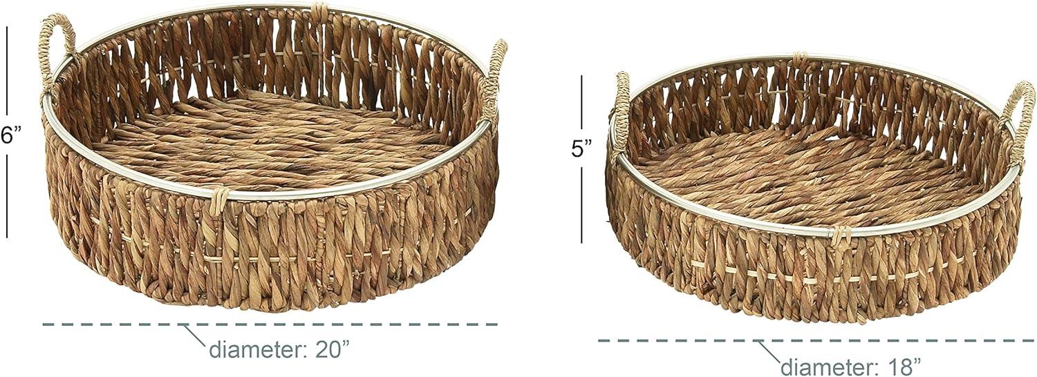 Handmade Coastal Wicker Basket With Handles - Set of 2