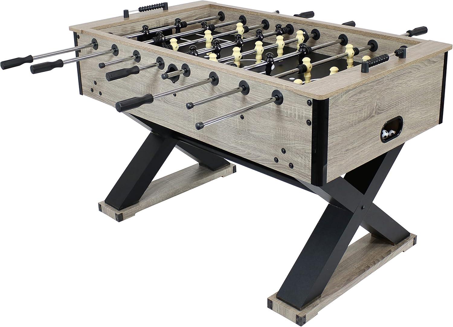 Sunnydaze Indoor Faux Rustic Distressed Wood Delano Foosball Soccer Game Table with Manual Scorers - 54" - Gray