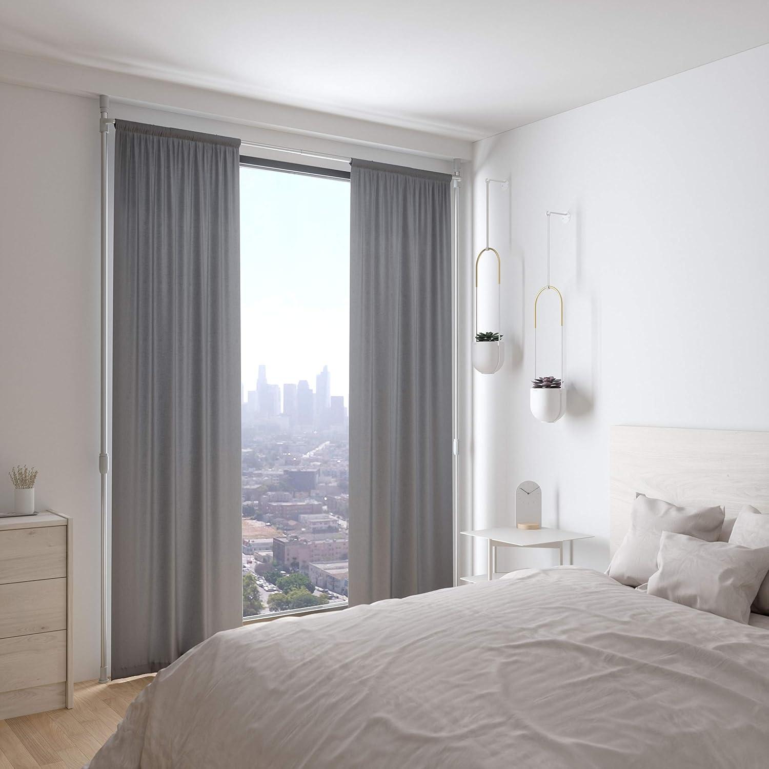 36"-66" Umbra Anywhere Curtain Rod Nickel Finish: Adjustable Tension Rod, Metal, Smooth Surface, Silver