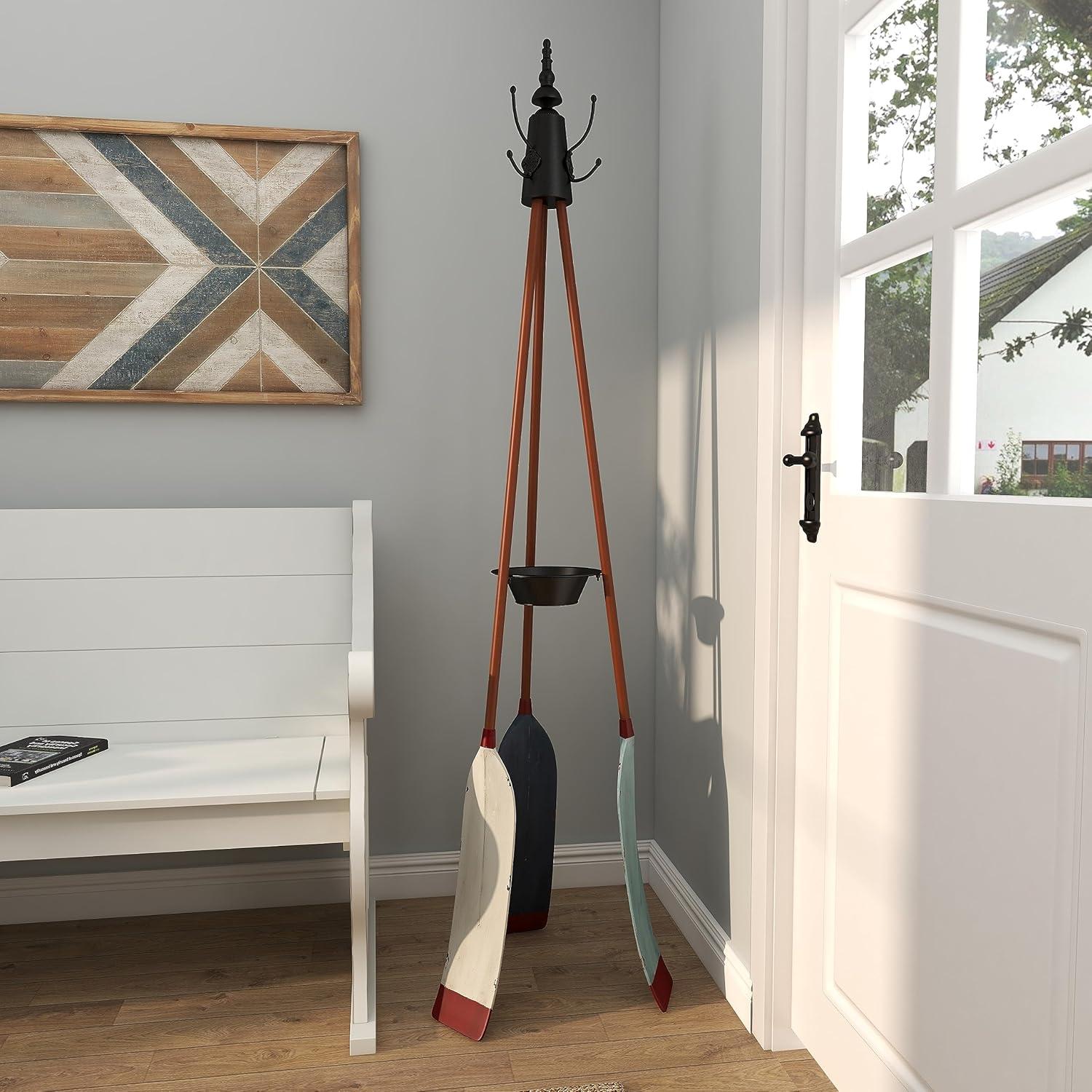 Olivia & May Metal Nautical Style Coat Rack Tripod Base : Iron Frame, 69" Tall, No Surface Treatment, Assembly Required