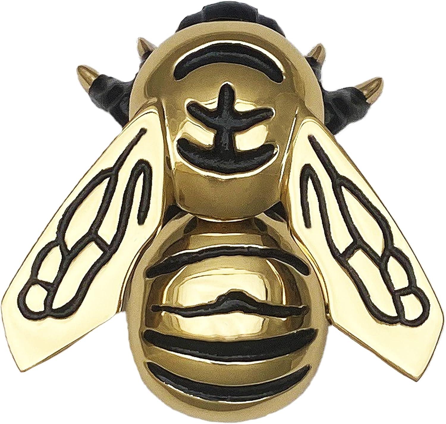 Polished Brass Bumblebee Door Knocker with Black Accents