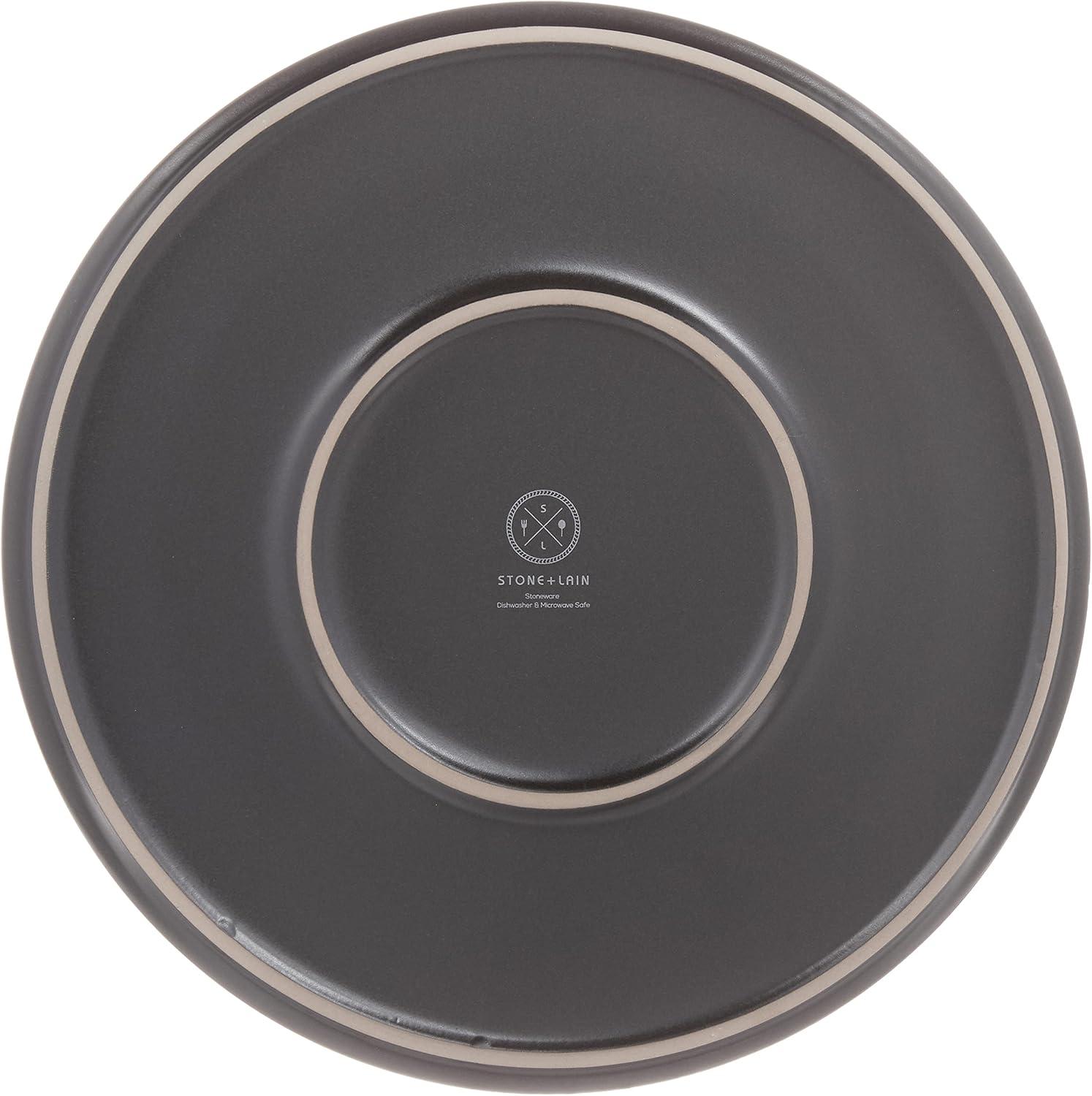 Stone Lain Coupe Stoneware Set of 4, Dinner Plates, Black Matte