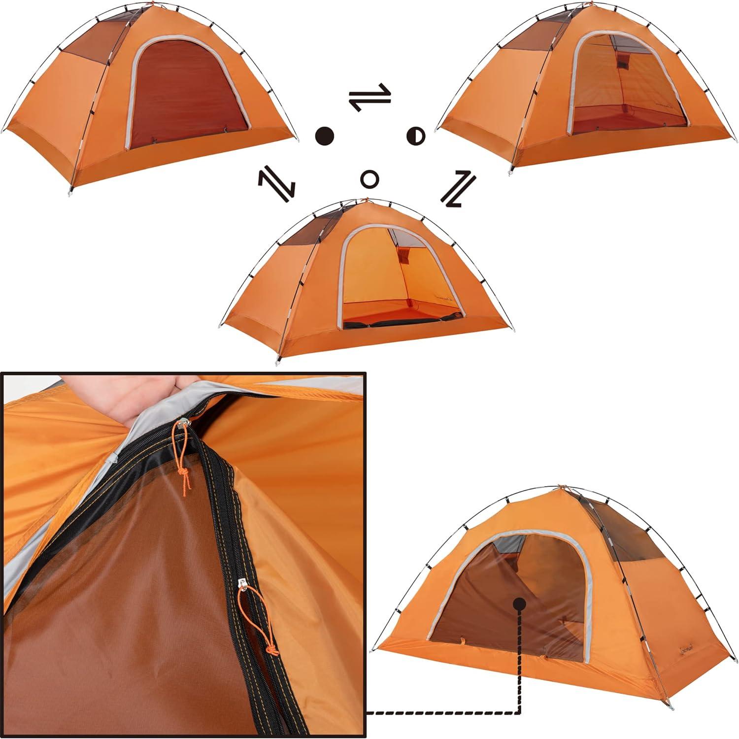 Green 2 Person Dome Camping Tent with Fiber Glass Poles