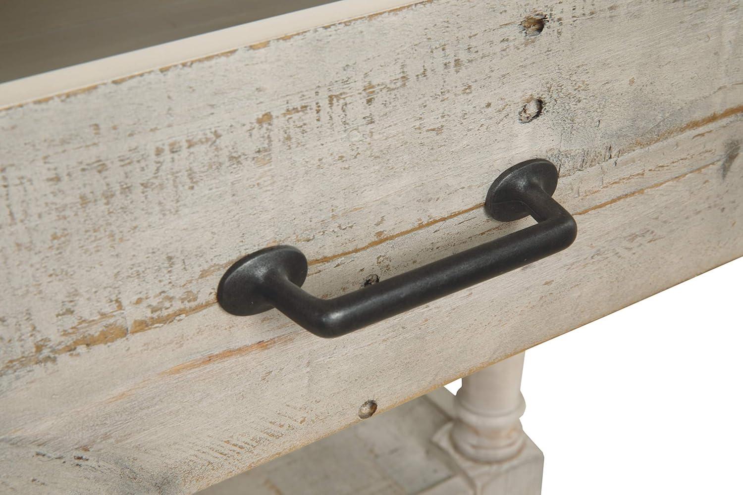 Shawnalore Sofa/Console Table Whitewash - Signature Design by Ashley: Pine Wood, Farmhouse Style, with Drawers & Shelf