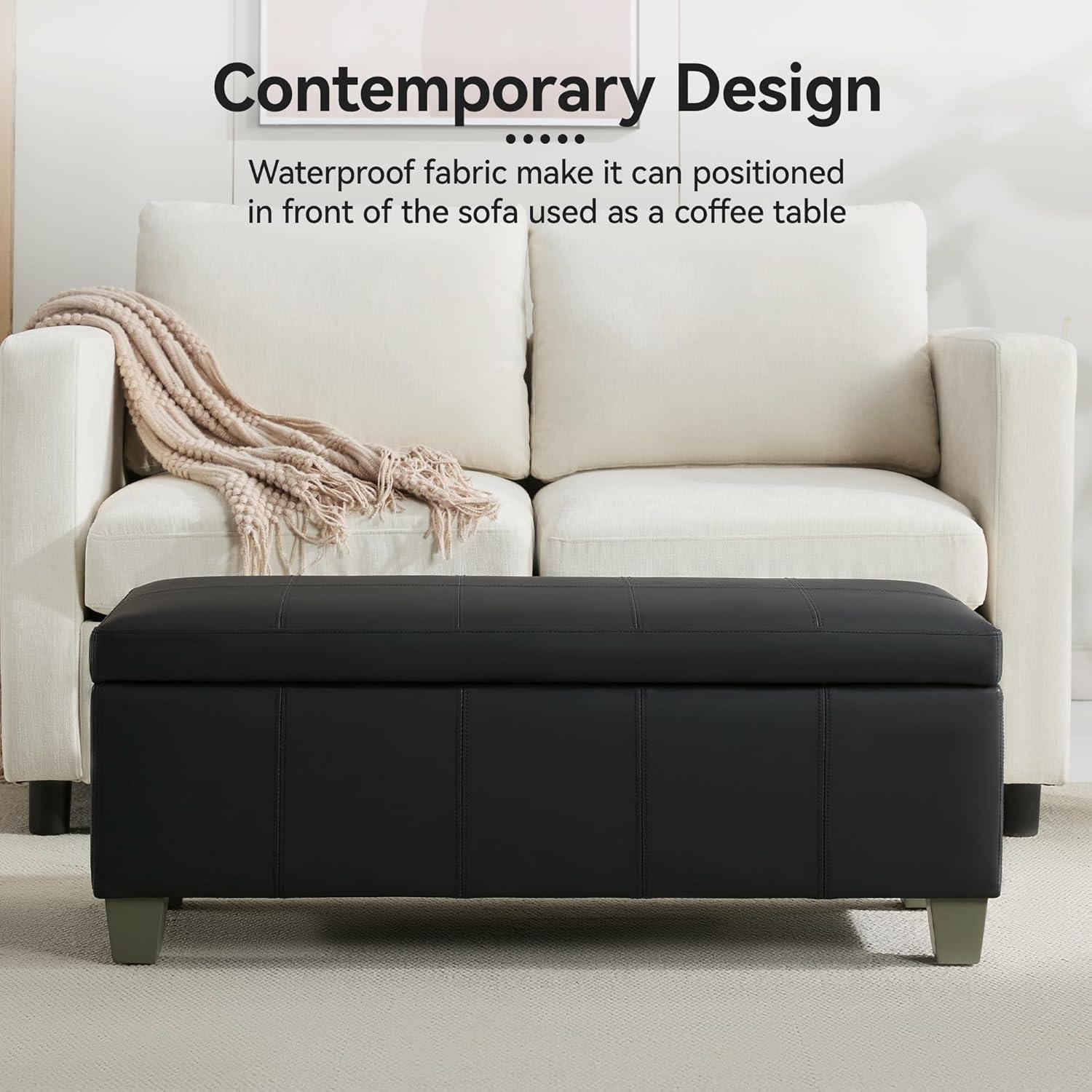Ebern Designs Faux Leather Upholstered Storage Bench | Wayfair
