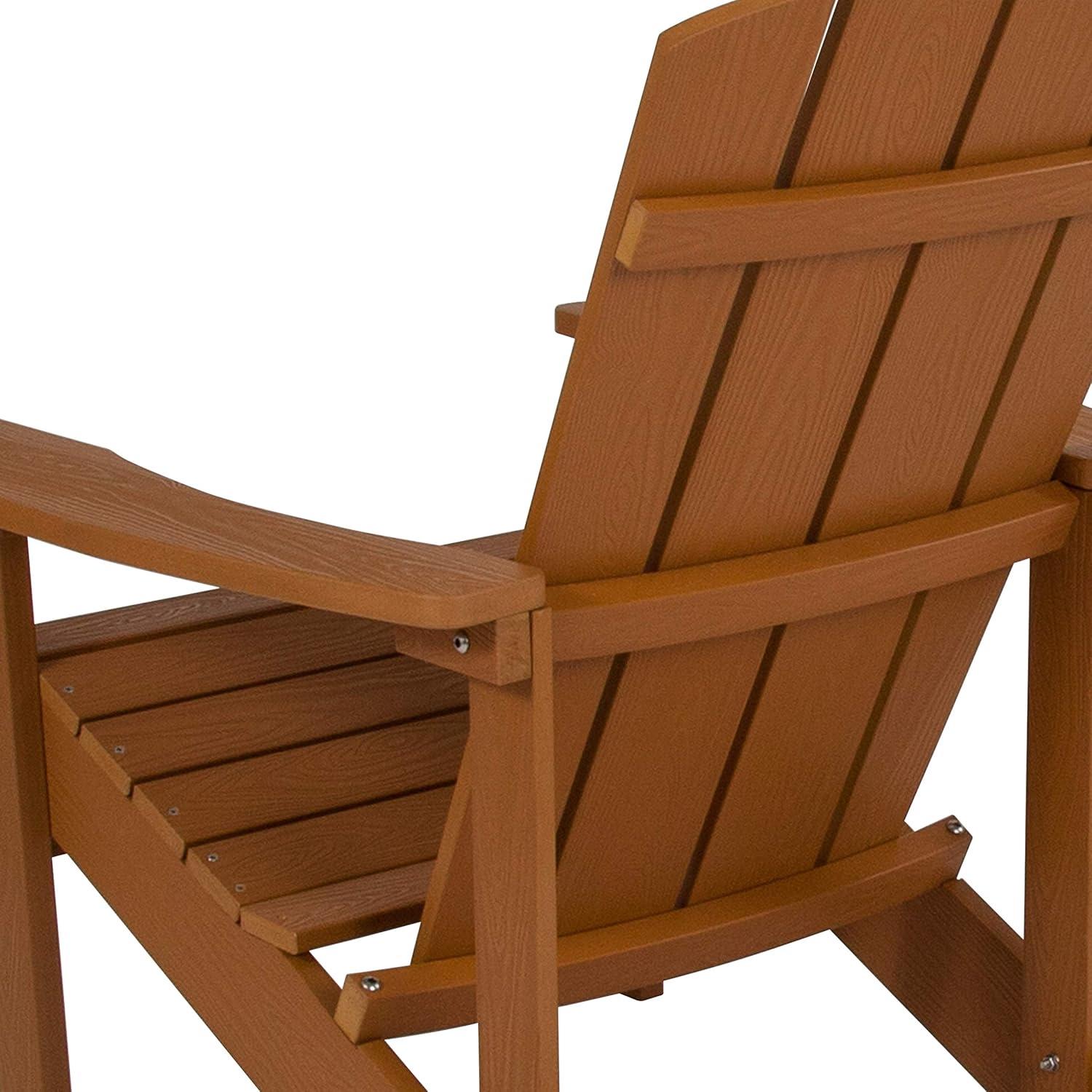 Flash Furniture Charlestown All-Weather Poly Resin Wood Adirondack Chair in Teak