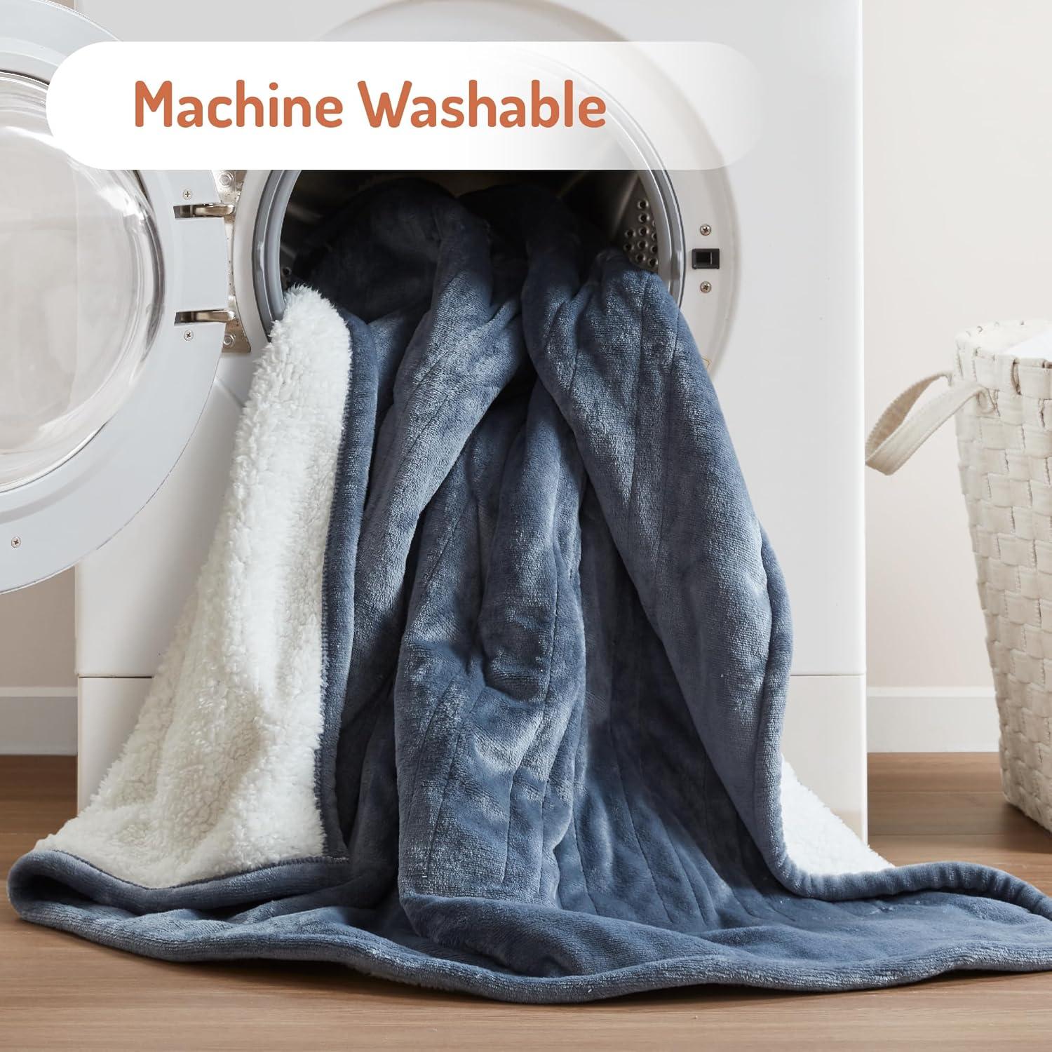 Degrees of Comfor Heated Throw Blanket - Soft Flannel Electric Throws with 6 Heat Settings and 4-Hour Auto Shut-Off - Warm Gifts for Grandma - Blue, 50x60'' - ETL Certified