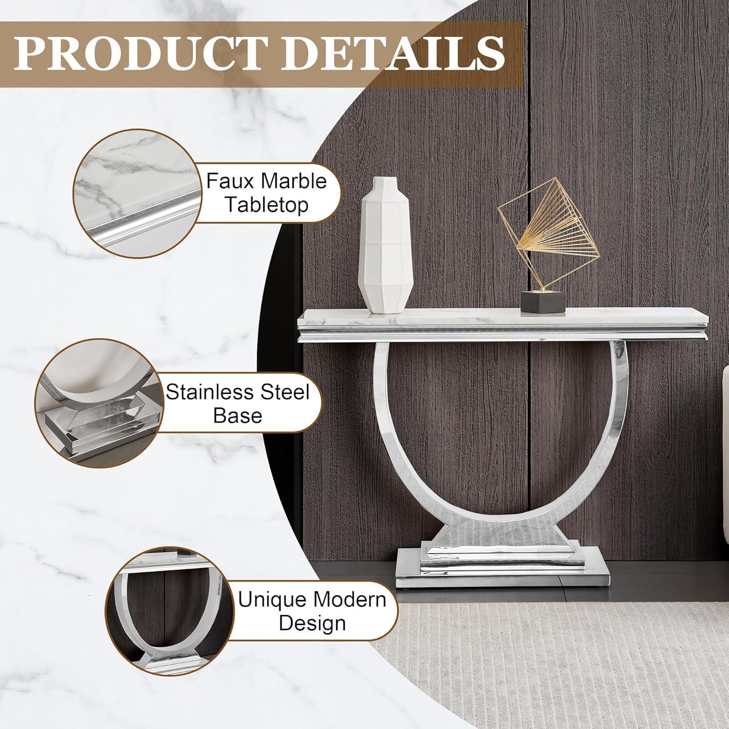 Rectangle Marble Coffee Table With Stainless Steel Base