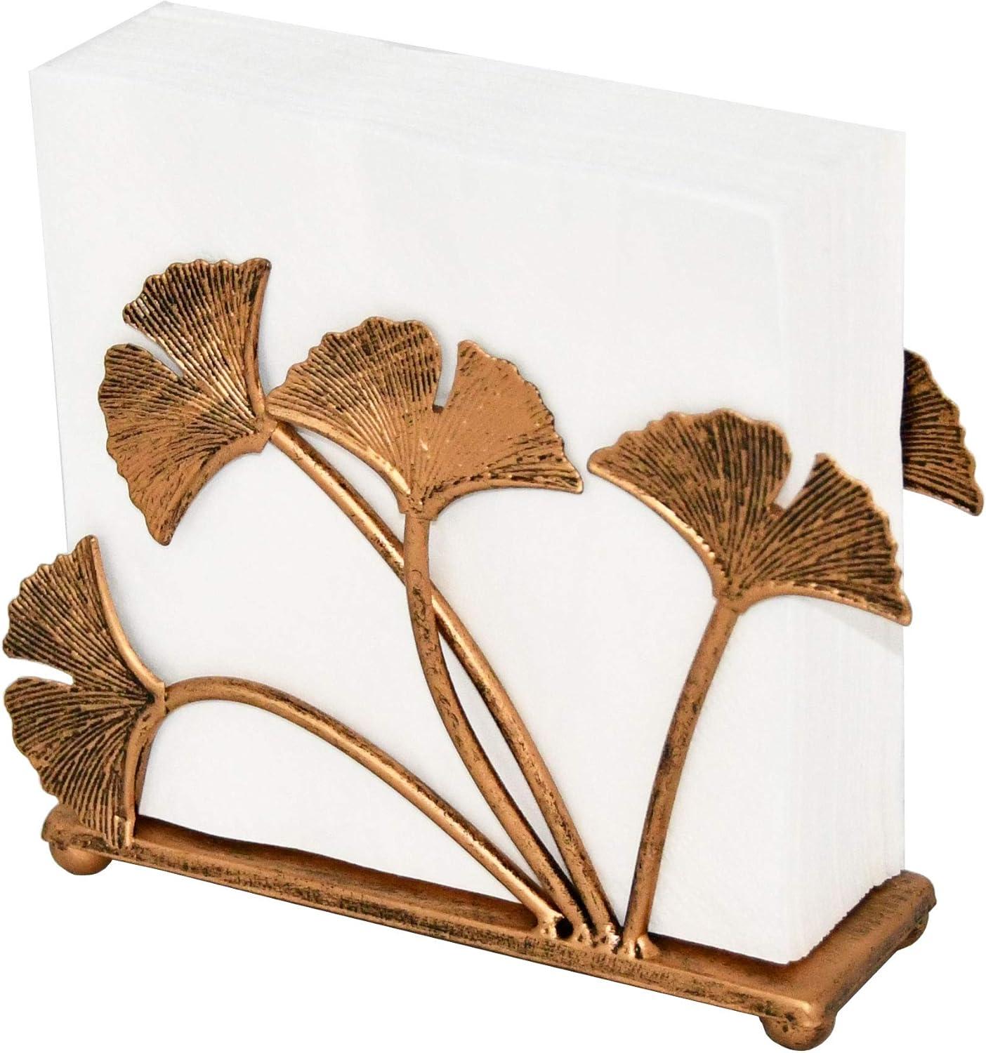 Modern Ginkgo Leaves Napkin Holder for Tables Metal Paper Bronze Napkin Storage , File Organizers