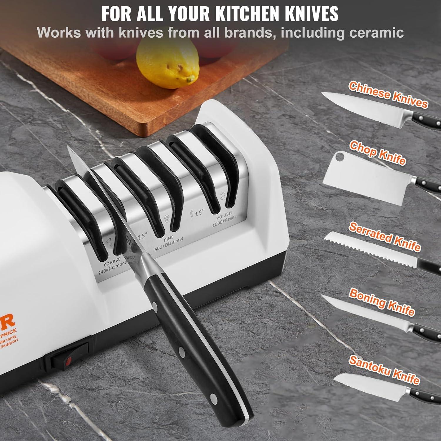 VEVOR White Electric Knife Sharpener with Diamond Abrasives