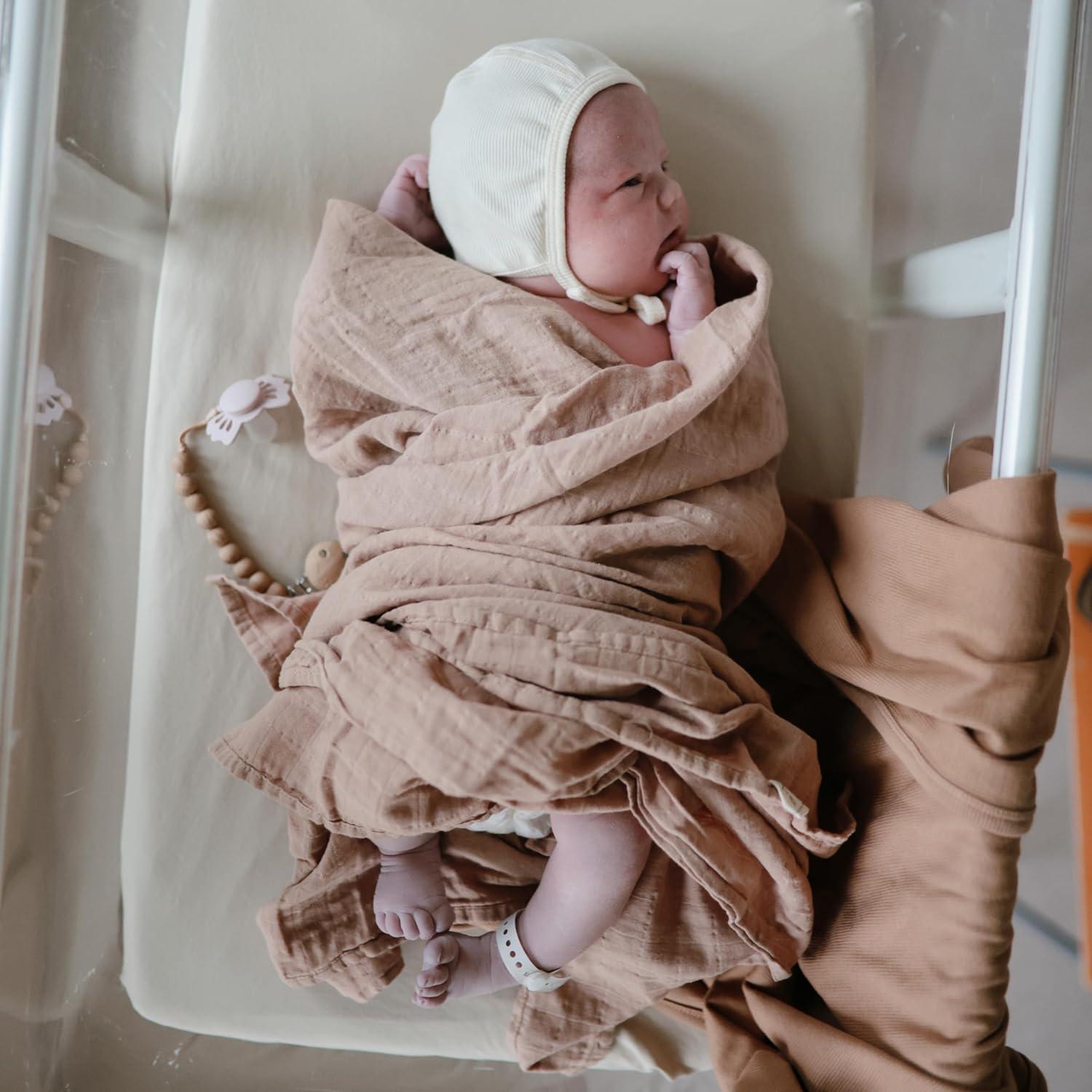 Organic Cotton Muslin Swaddle Blanket Natural One Size