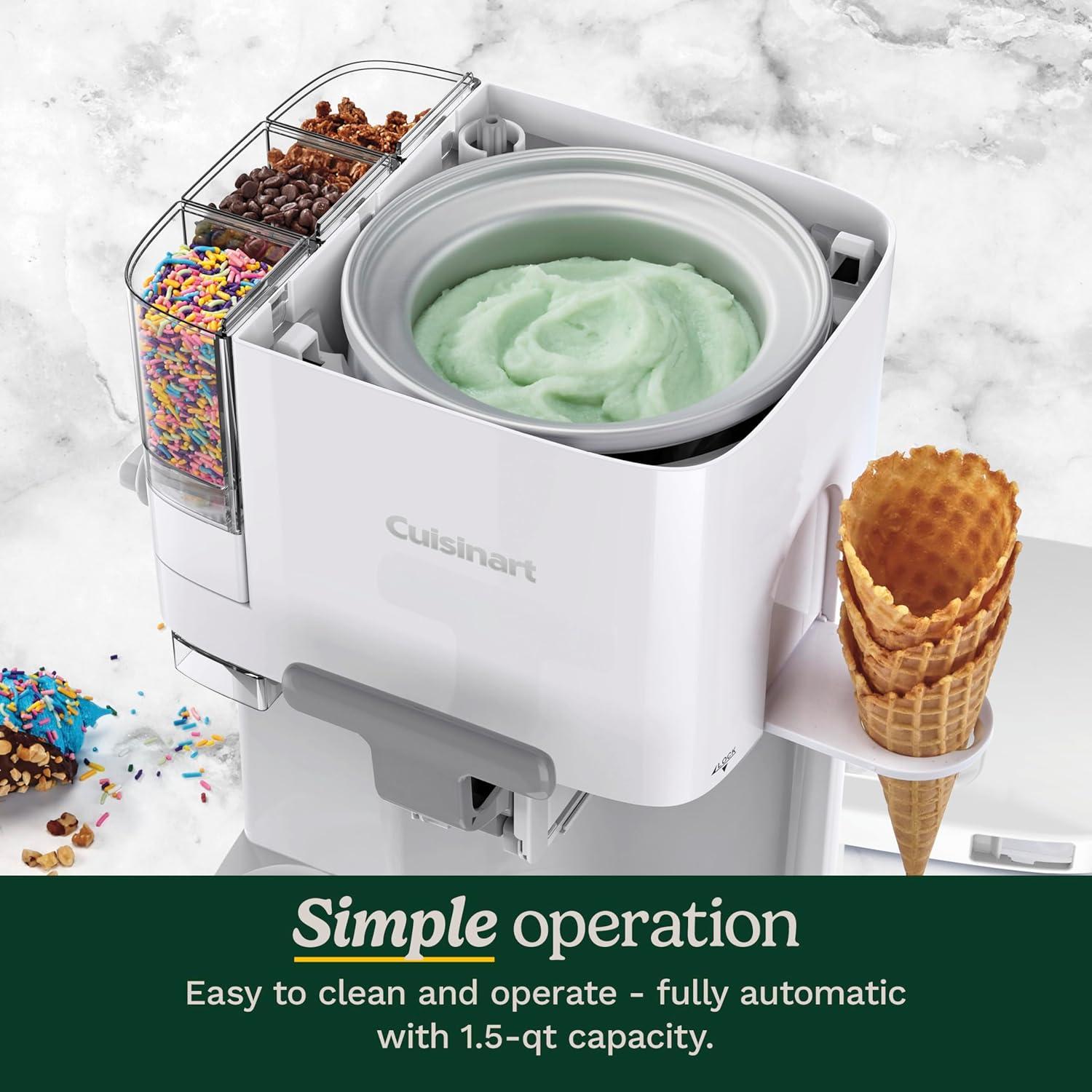 Cuisinart Mix It In 1.5 Quart Soft Serve Ice Cream Maker for Frozen Yogurt, Sorbet, Gelato, Drinks