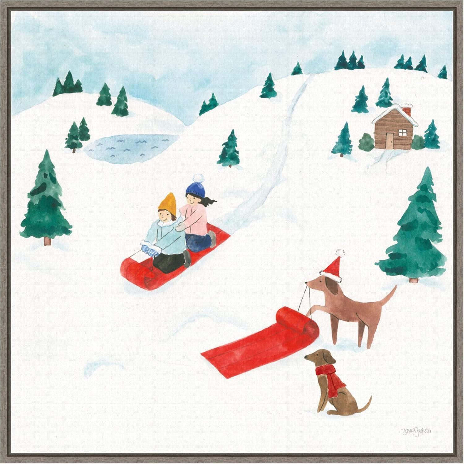 Amanti Art Winter Scene IV Dogs by Jenaya Jackson Canvas Wall Art Print Framed 22-in. x 22-in.