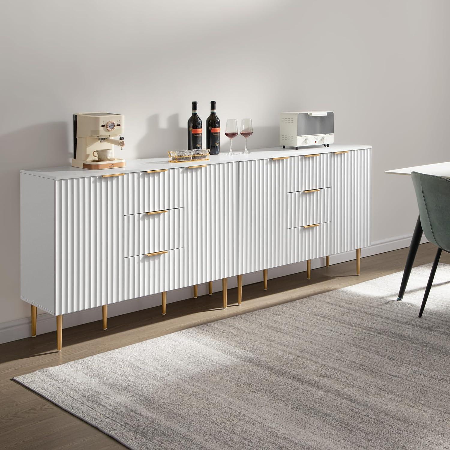 SICOTAS Sideboard Buffet Cabinet with 3 Drawers and 2 Doors, 2 Adjustable Shelves