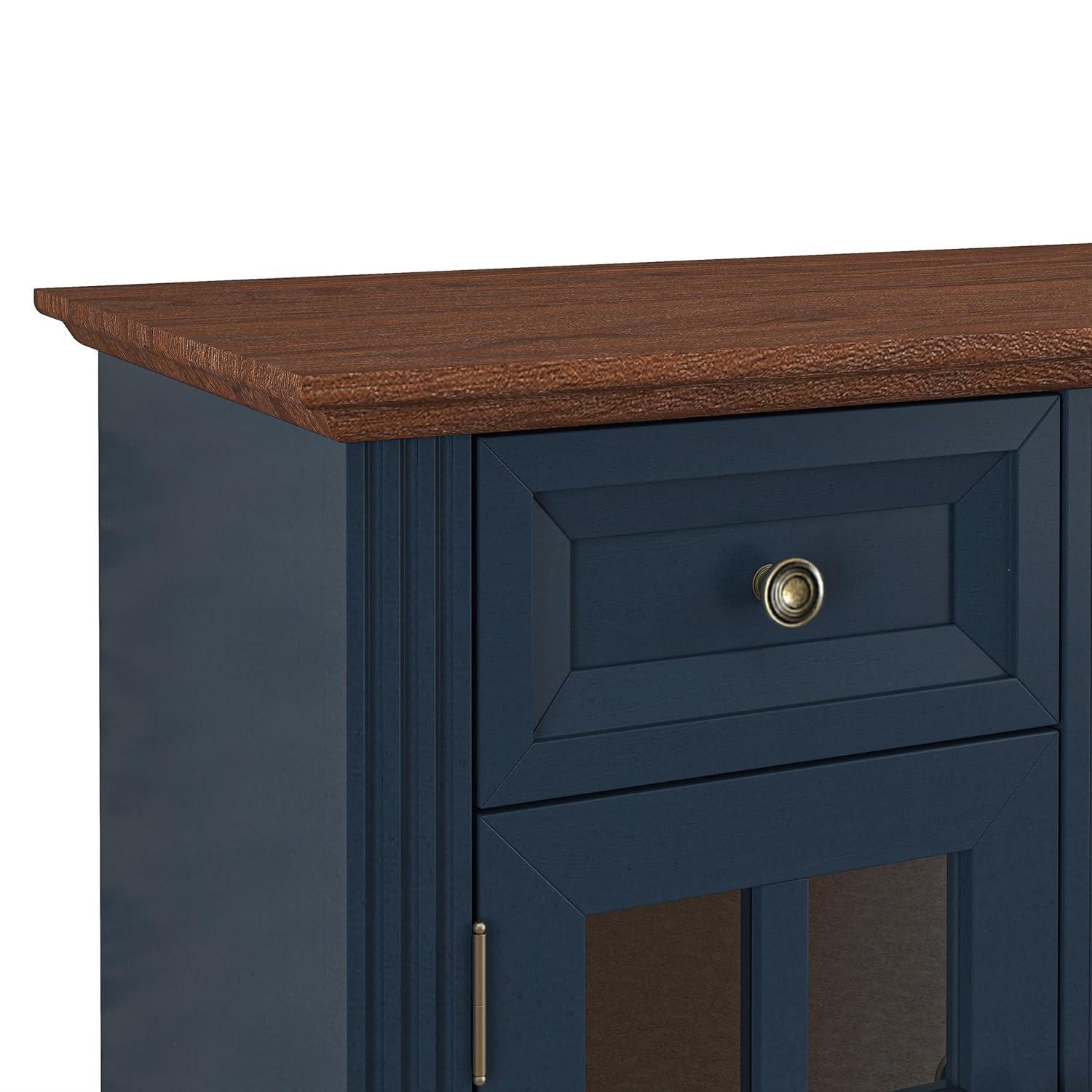 Modern TV Stand with Electric Fireplace - Fits TVs Up to 78 Inches - Navy