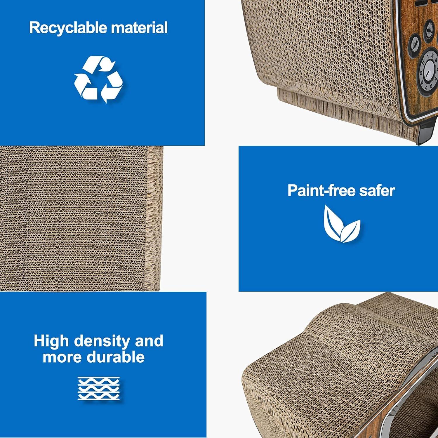 FluffyDream TV Cat Scratcher Cardboard Lounge Bed, Cat Scratching Board, Durable Board Pads Prevents Furniture Damage