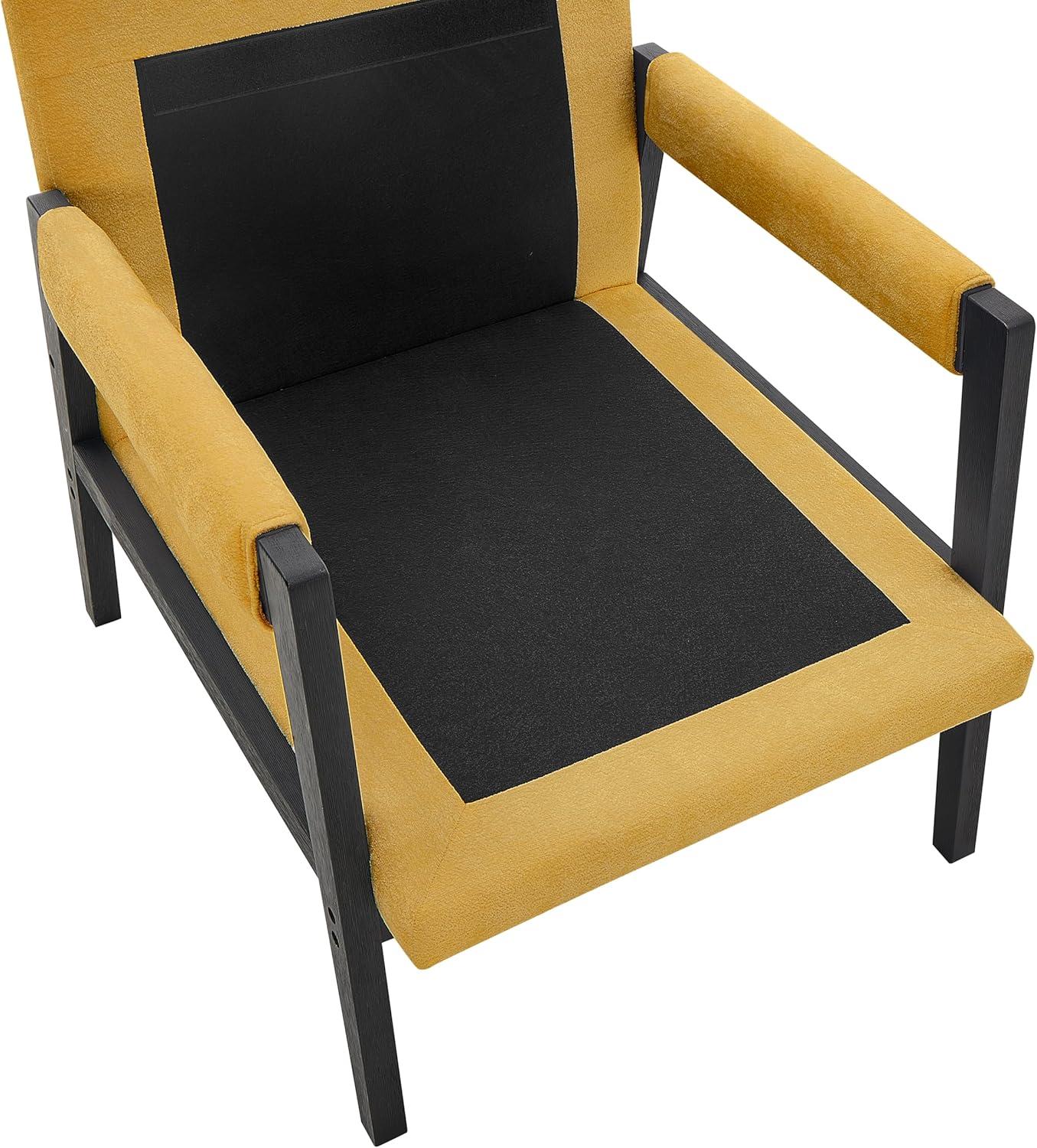 Roundhill Furniture Kelly Mid-Century Modern Chenille Upholstered Accent Armchair Yellow