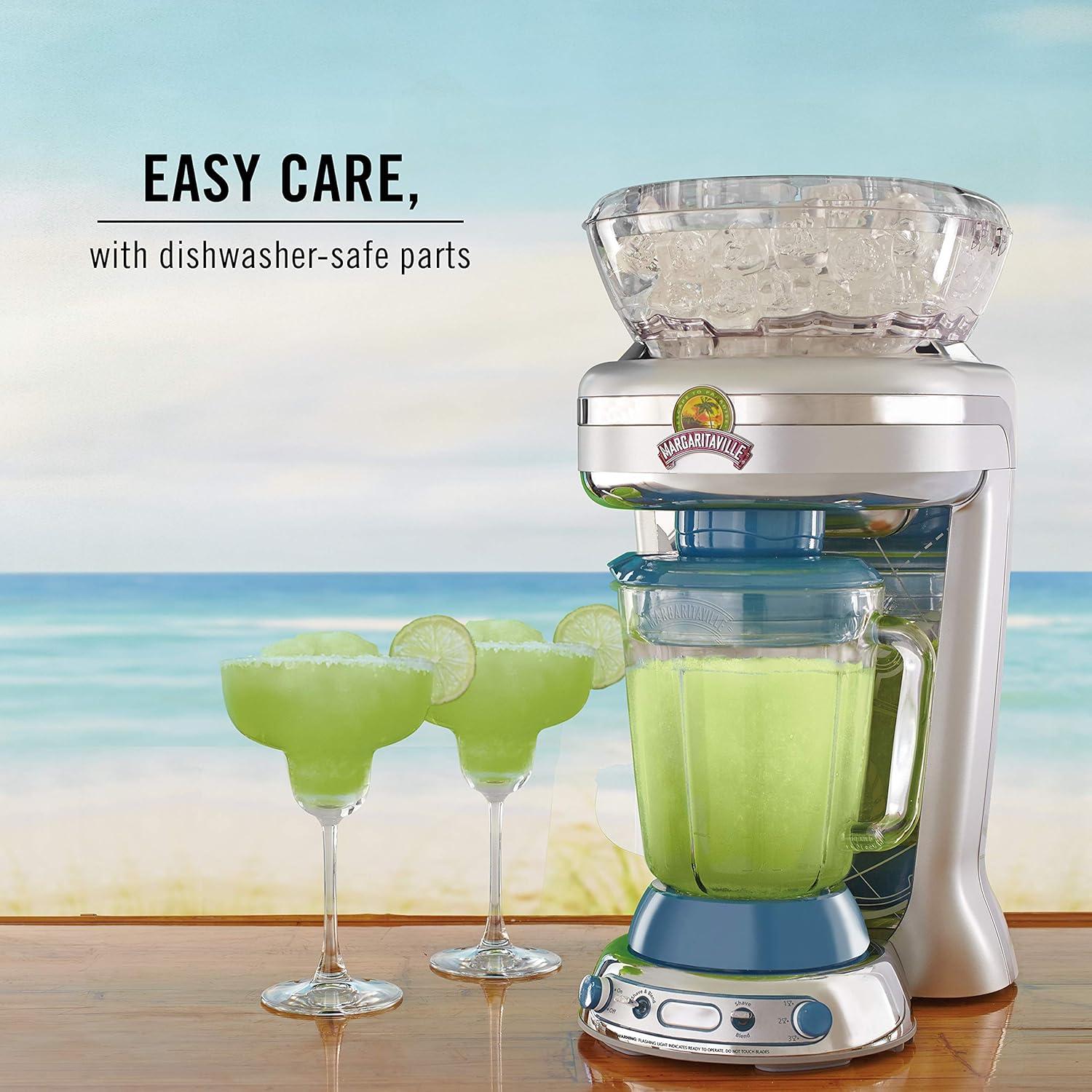 Margaritaville Key West Frozen Concoction Maker Ice Shaver and Crusher Blue/Silver: 64oz Capacity, 450W, Dishwasher-Safe Parts