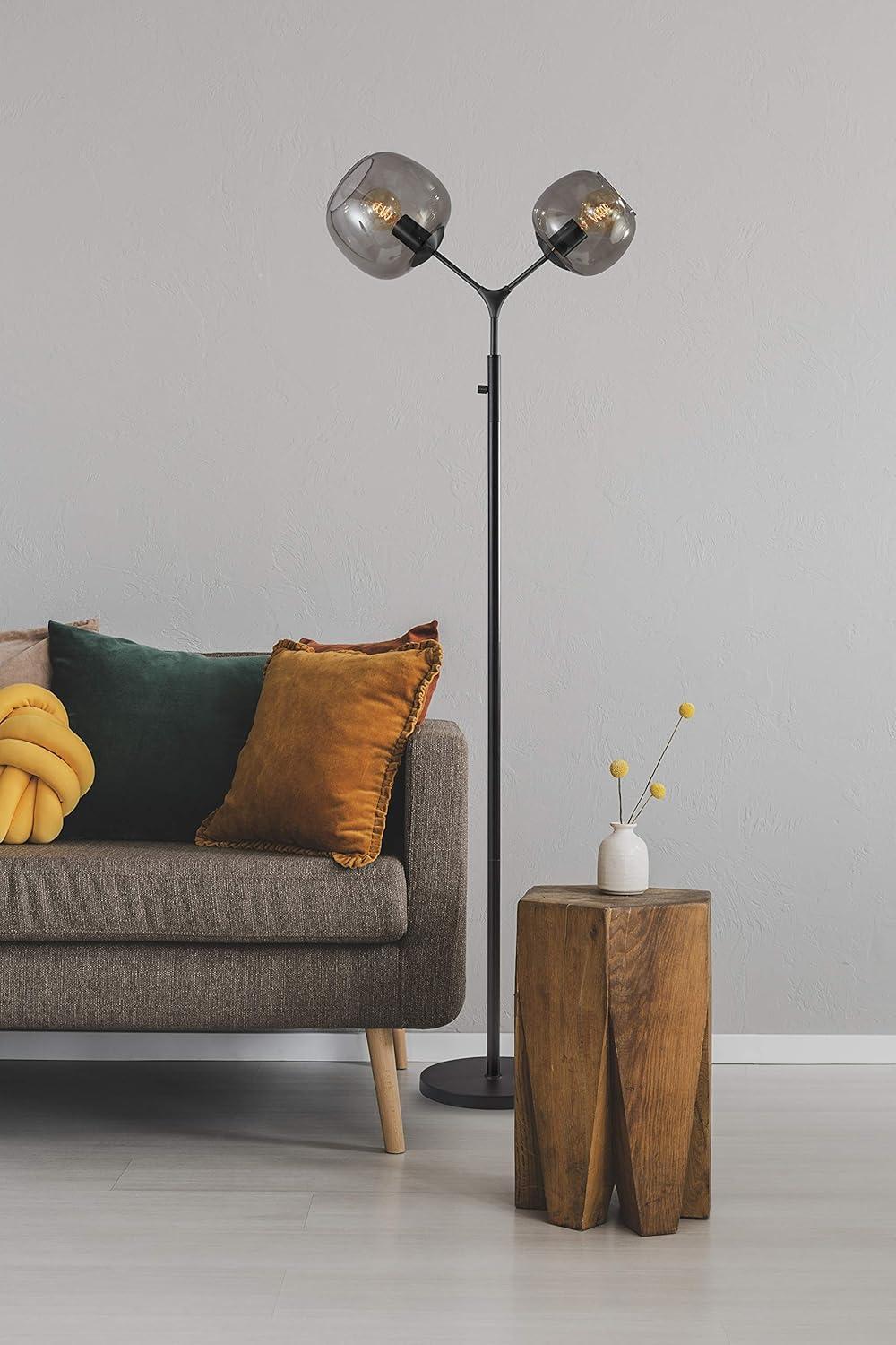 Ashton Matte Black Adjustable Desk Lamp with Smoked Glass Shade