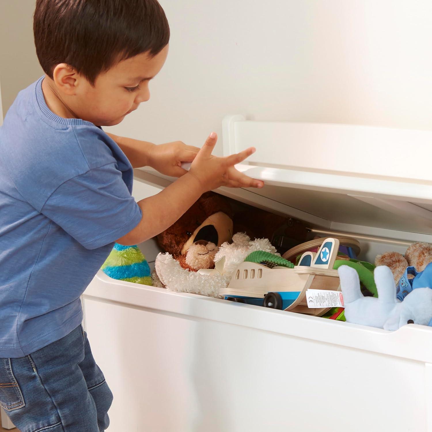 Wooden Toy Chest - White Furniture for Playroom - Kids Toy Box, Wooden Storage Organizer, Children's Furniture