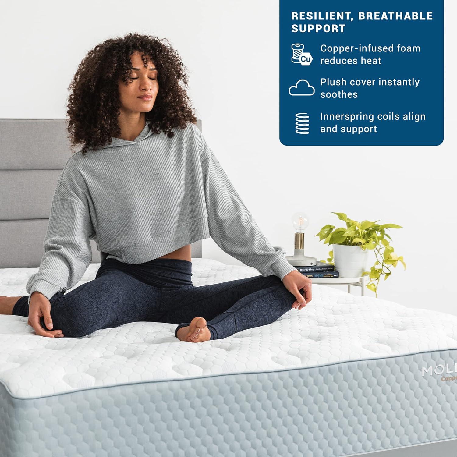 MOLECULE MOLECULE CopperWELL 13" Hybrid Cooling Gel Memory Foam and Encased Coil Medium Firm Mattress