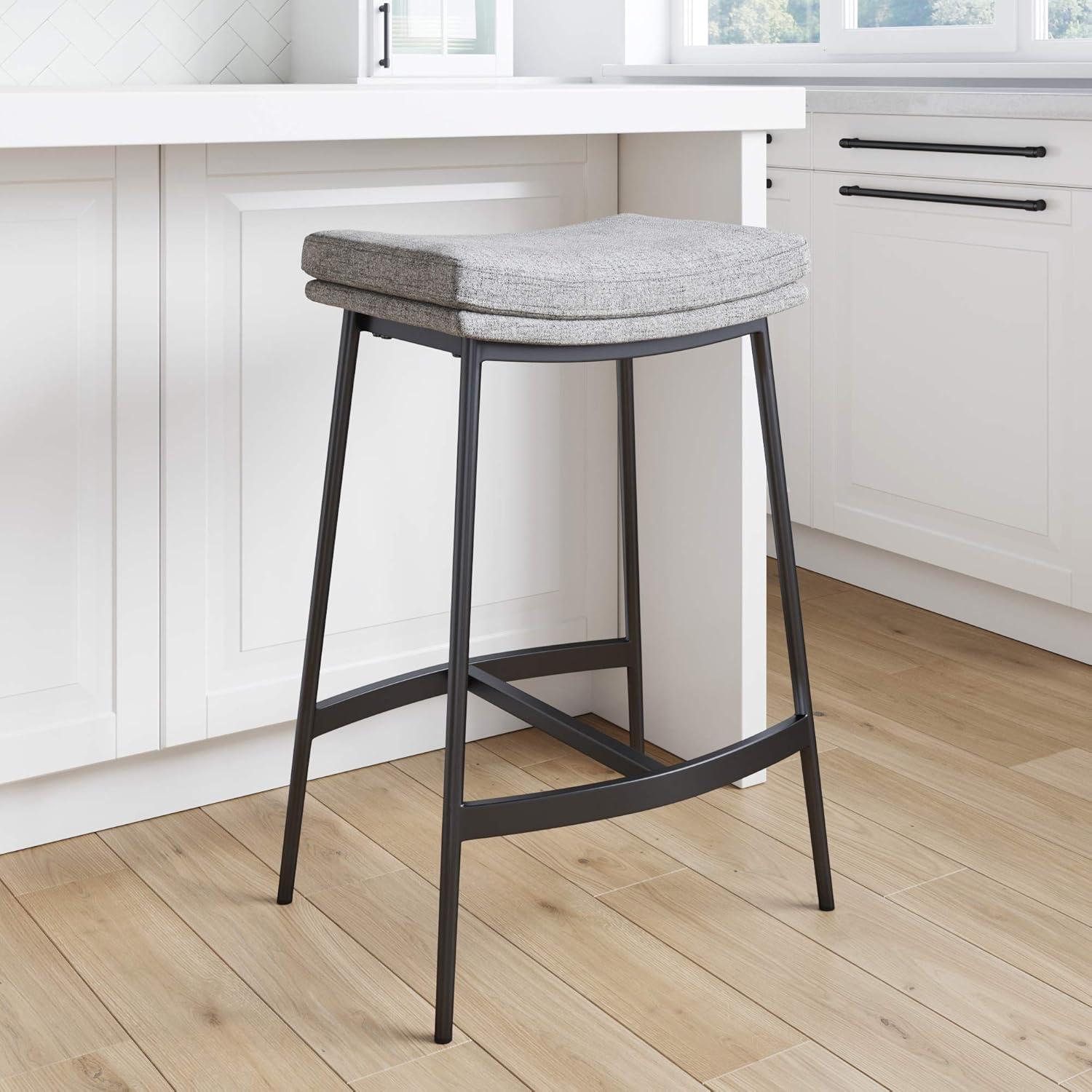 Upholstered Counter Height Metal Barstool - Nathan James