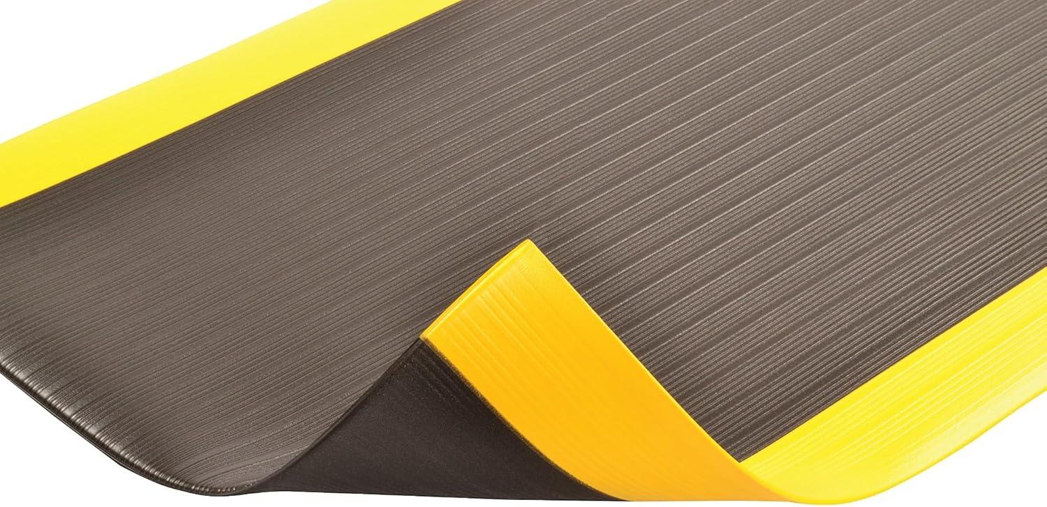 ComfortEase 3ft Black/Yellow Ribbed Anti-Fatigue Mat