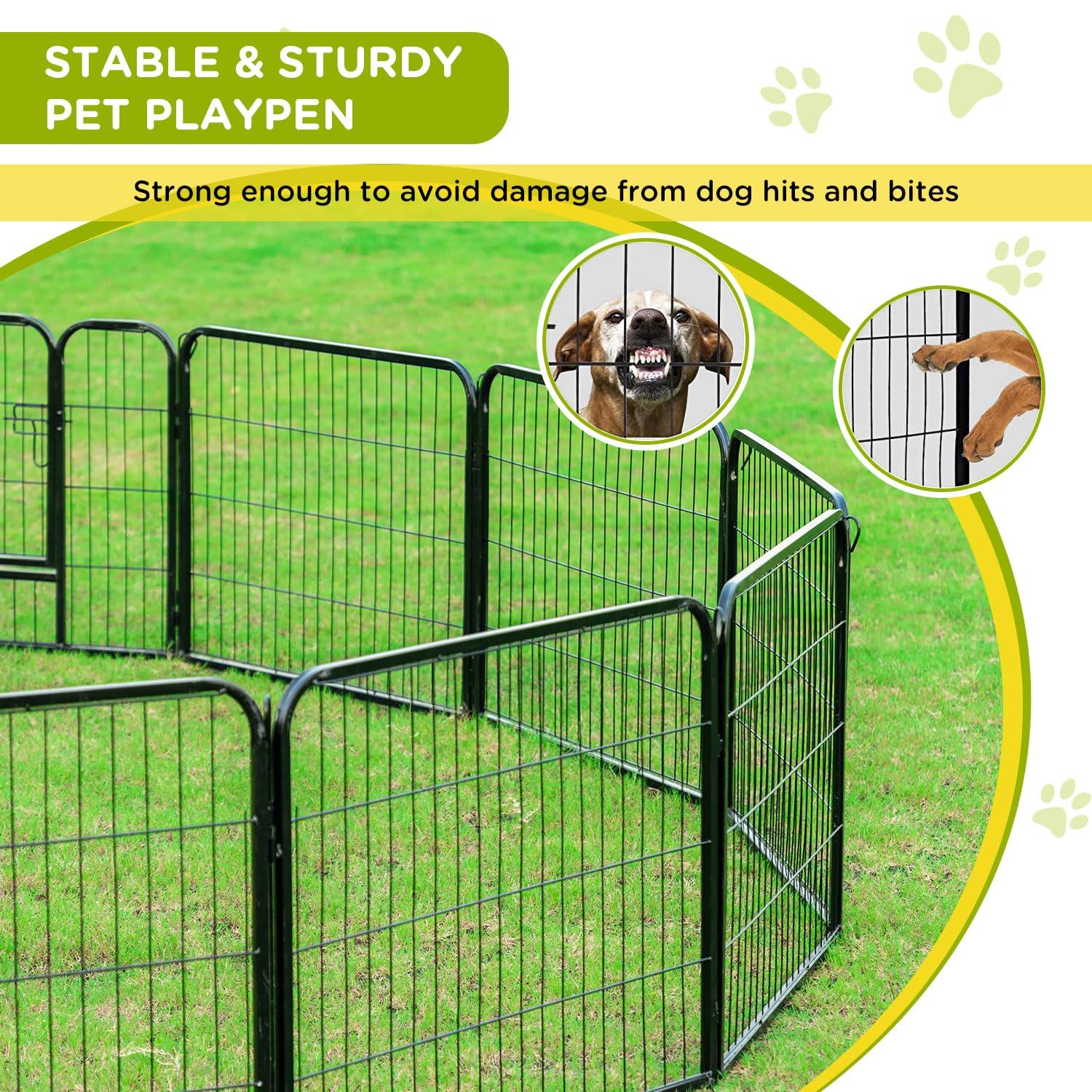 Dog Playpen Indoor 6 Panels Dog Pen For Small And Medium Dogs, Exercise Pen Pet Dog Fence With Doors Pet Puppy Playpen For RV Camping Yard, Black