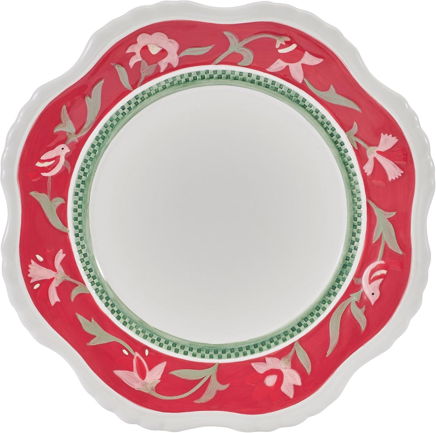 Red and Green Floral Ceramic 16-Piece Dinnerware Set