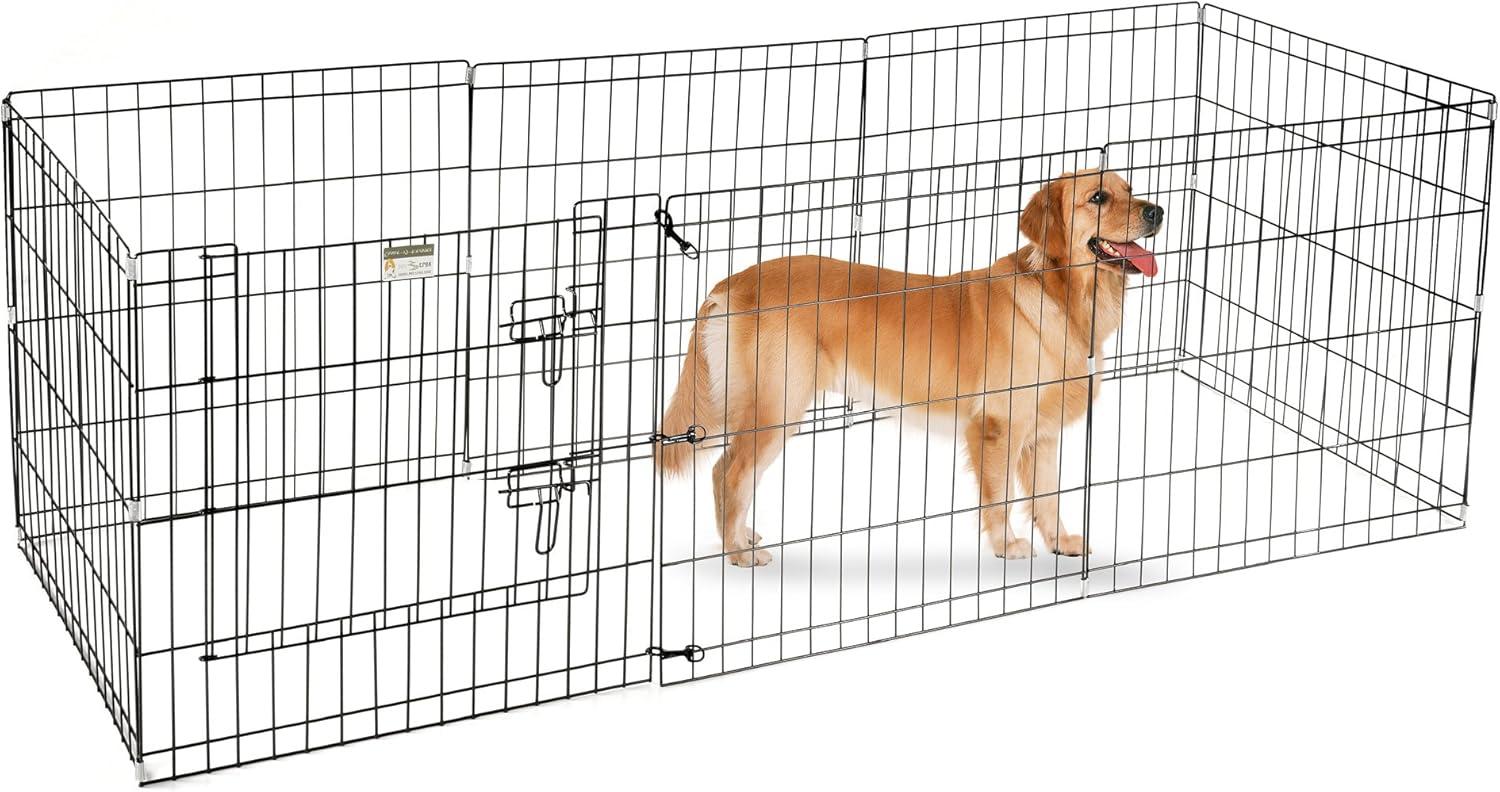 Puppy Playpen ? Foldable Metal Exercise Enclosure ? Eight 24x24-Inch Panels ? Indoor/Outdo