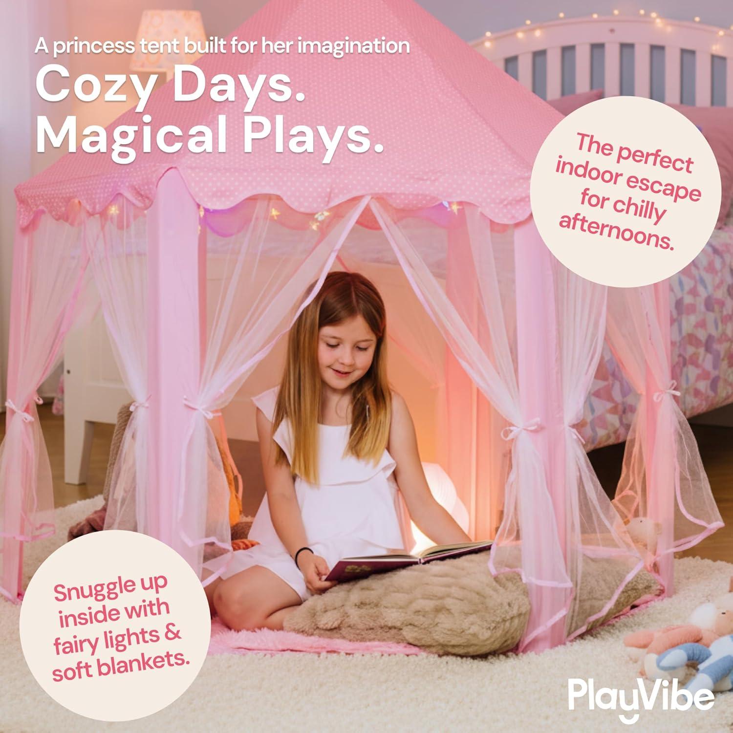Princess Tent for Kids Tent - 55" X 53" with Led Star Lights | Princess Toys | Toddler Play Tent | Playhouse | Princess Castle