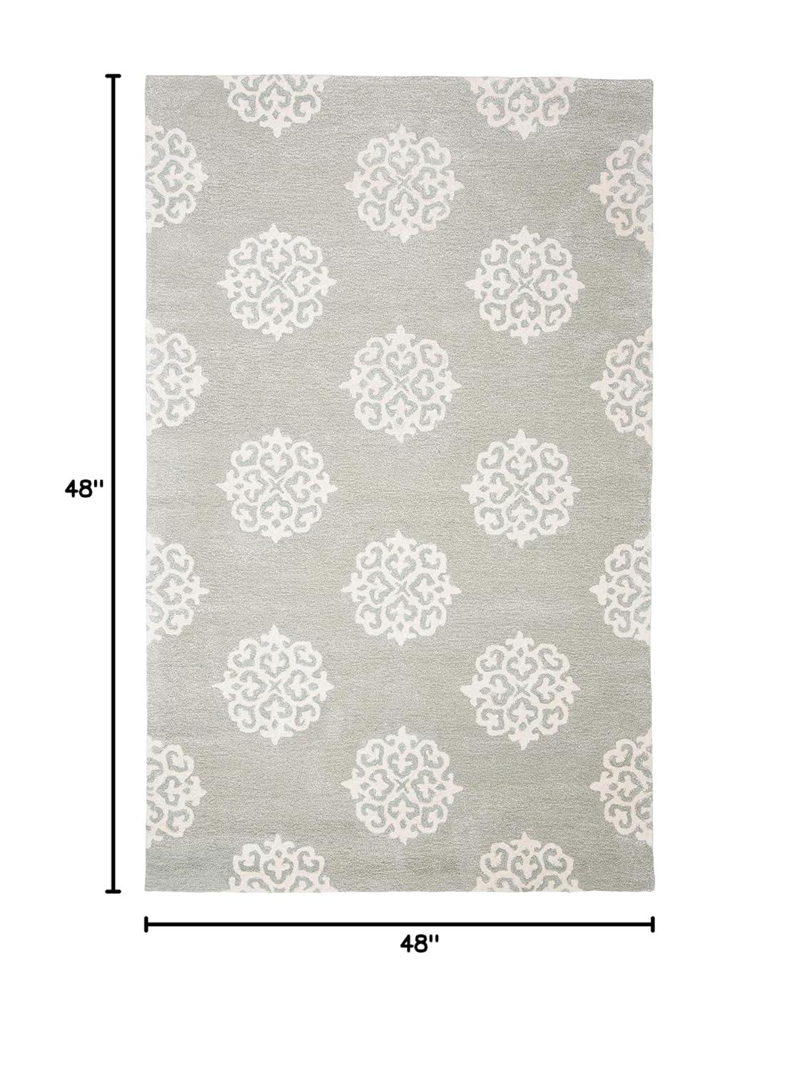 Soho SOH724 Hand Tufted Indoor Area Rug - Grey/Ivory - 4'x4' - Safavieh