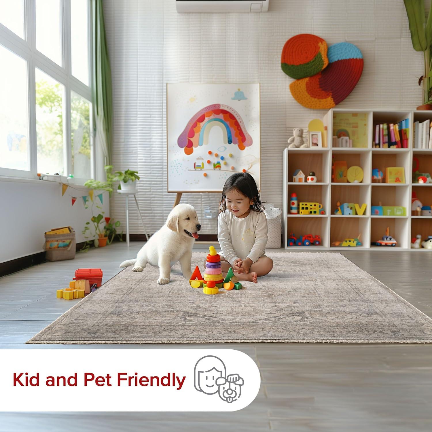 Nuloom Harriet Medallion 4x6 Indoor Area Rug for Living Room Bedroom Dining Room Kitchen, Neutral/Beige