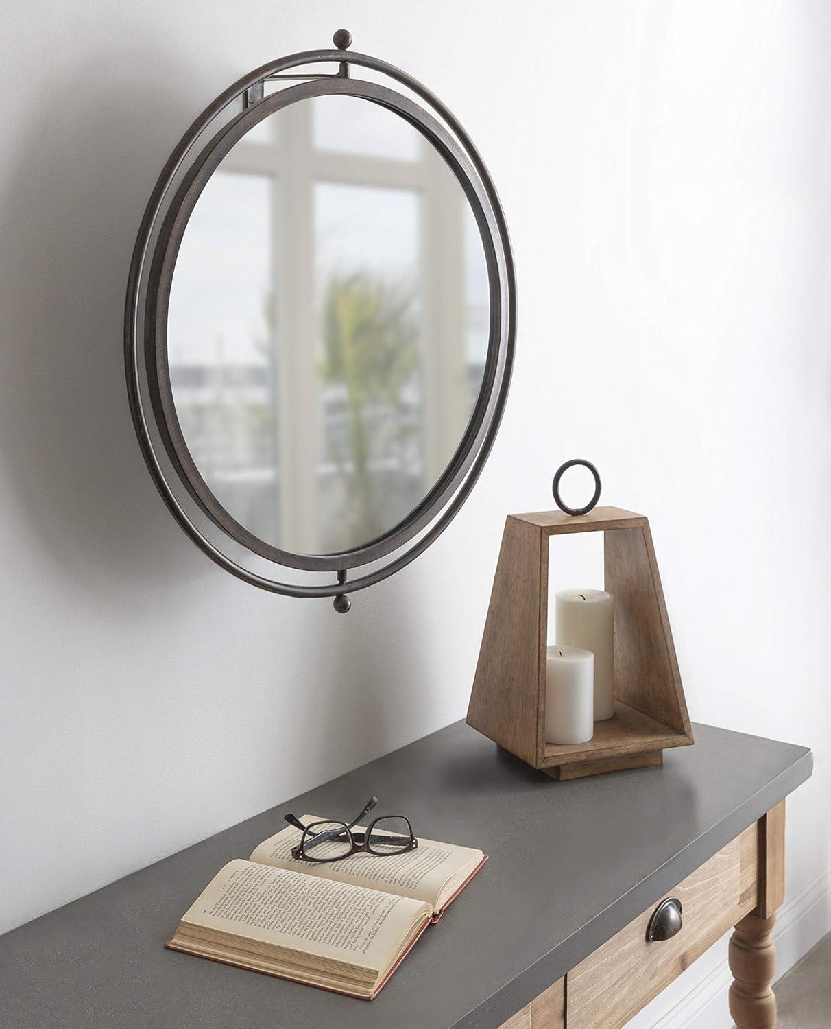 21"x23" Baron Pivot Decorative Wall Mirror Silver - Kate & Laurel All Things Decor: Swivel Rod, Easy Mount
