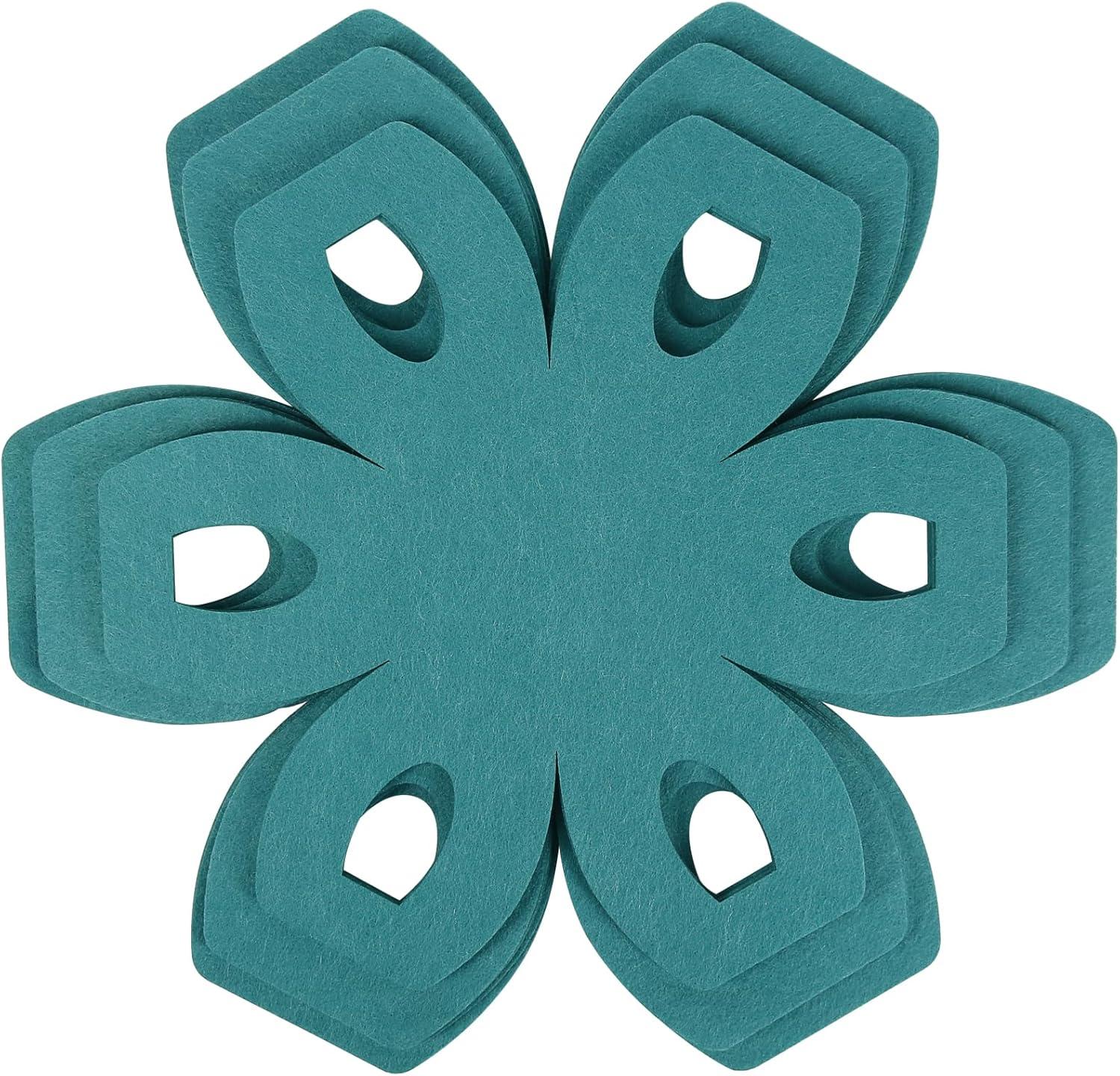 Cyan Felt Star-Shaped Pot and Pan Protectors, Set of 12