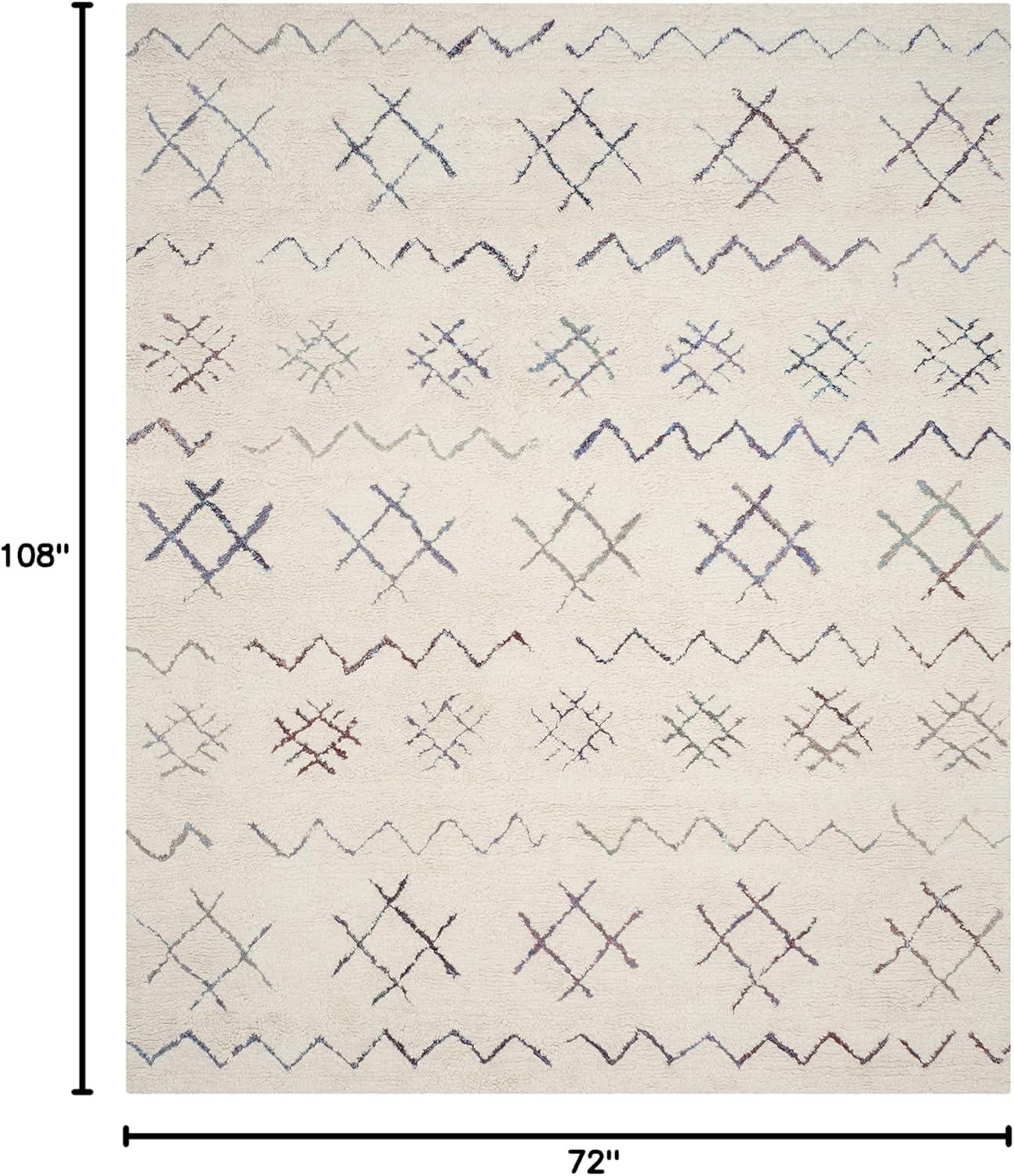SAFAVIEH Casablanca Corrine Geometric Shag Area Rug, Ivory/Multi, 6' x 9'