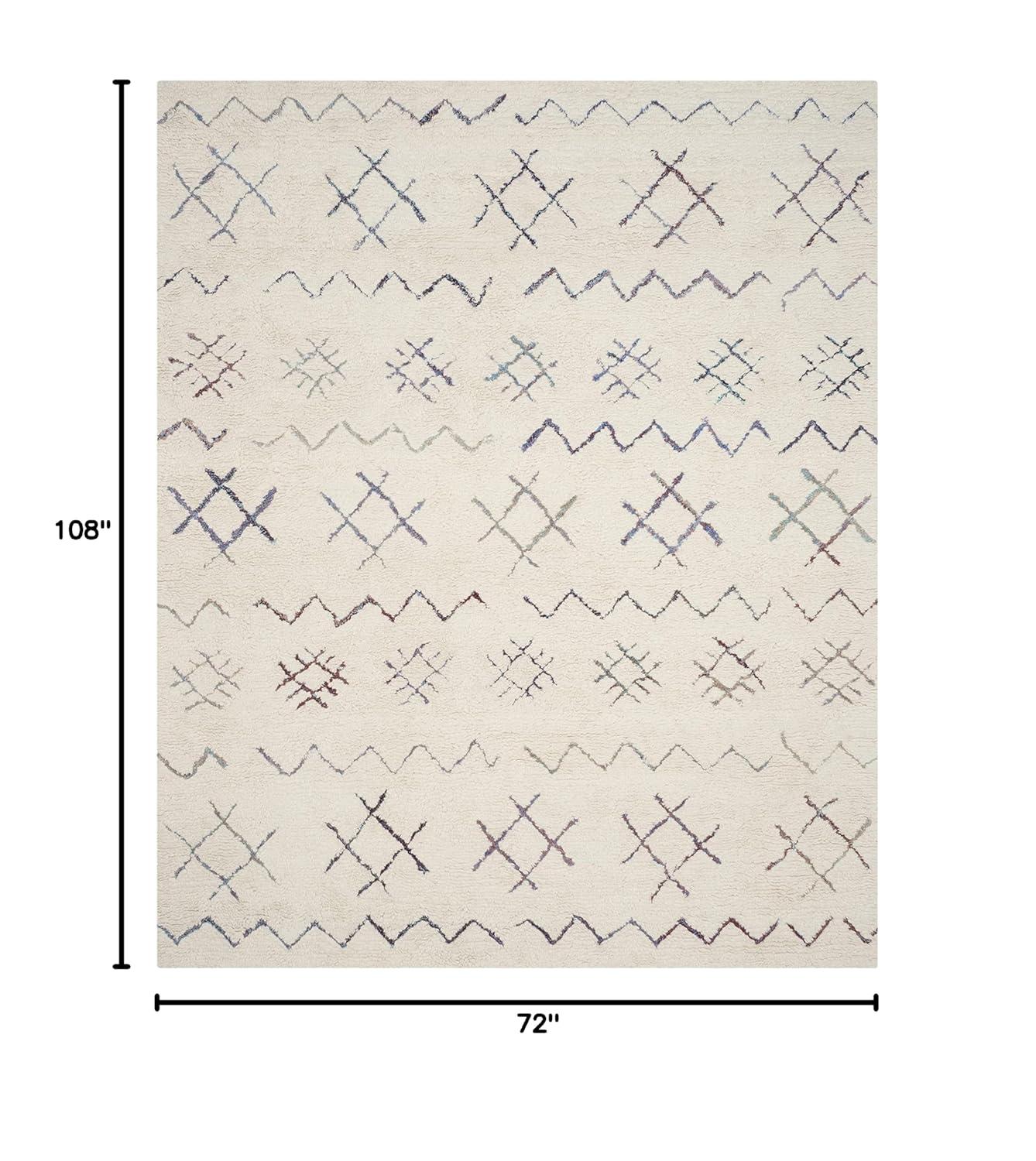 SAFAVIEH Casablanca Corrine Geometric Shag Area Rug, Ivory/Multi, 6' x 9'