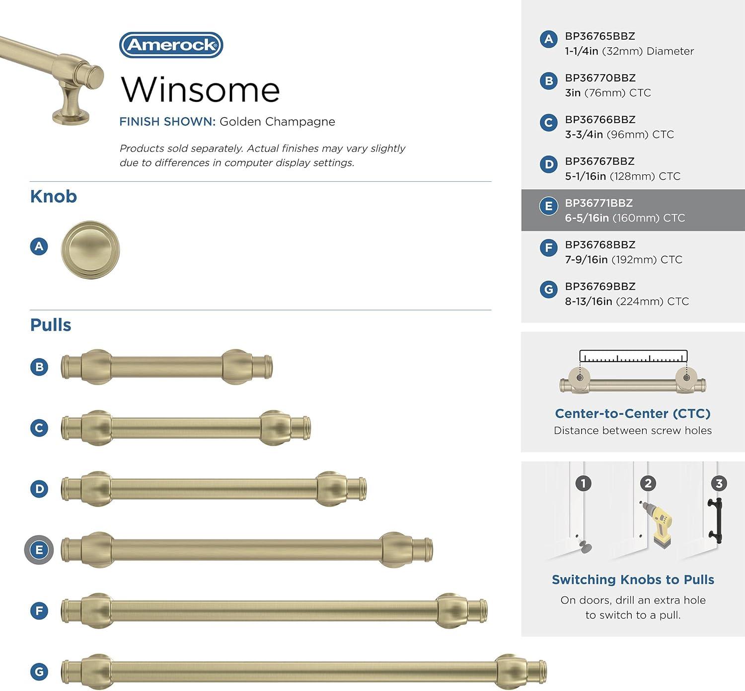 Winsome 6-5/16 in (160 mm) Center-to-Center Cabinet Pull