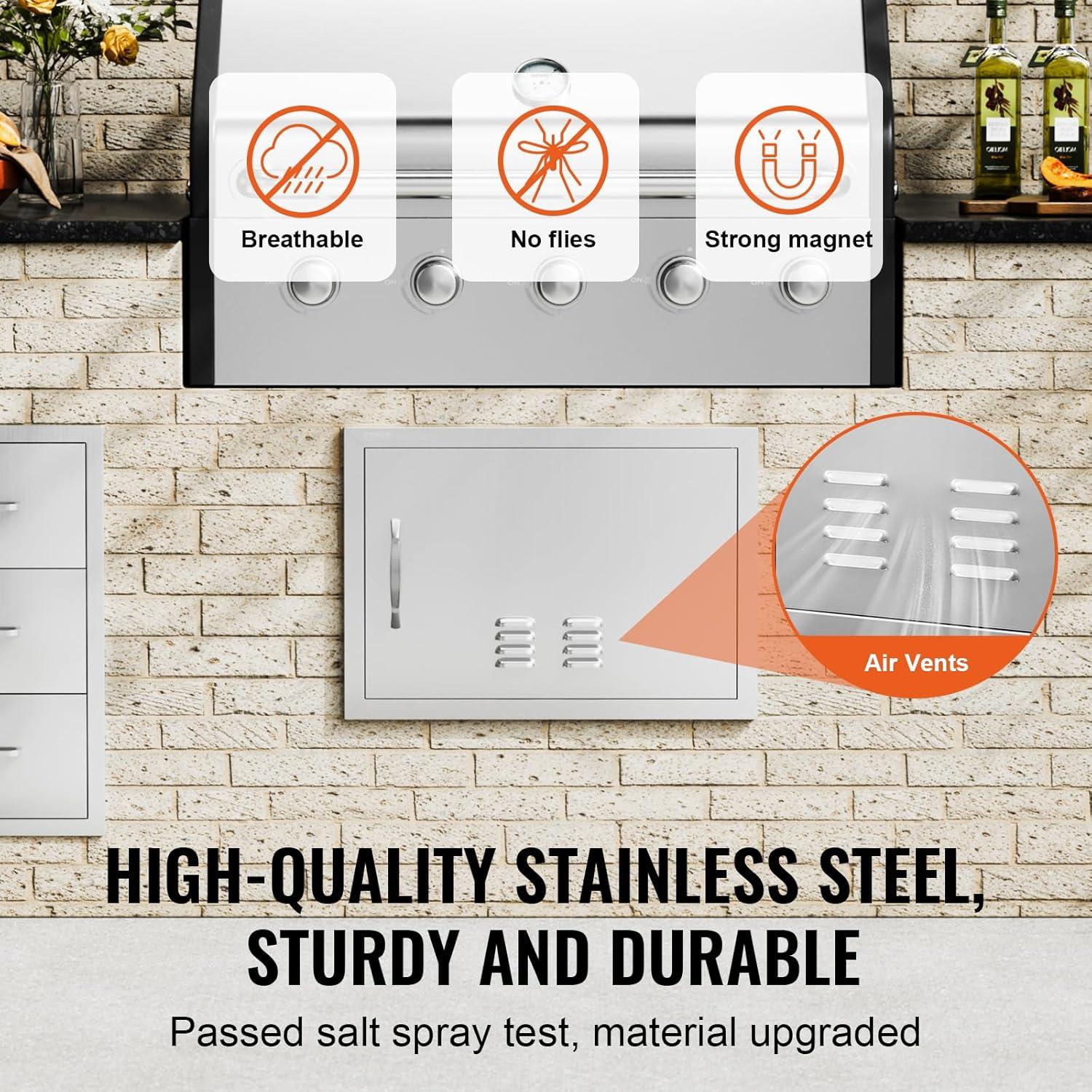 Stainless Steel 24" x 17" Outdoor BBQ Access Door with Vents